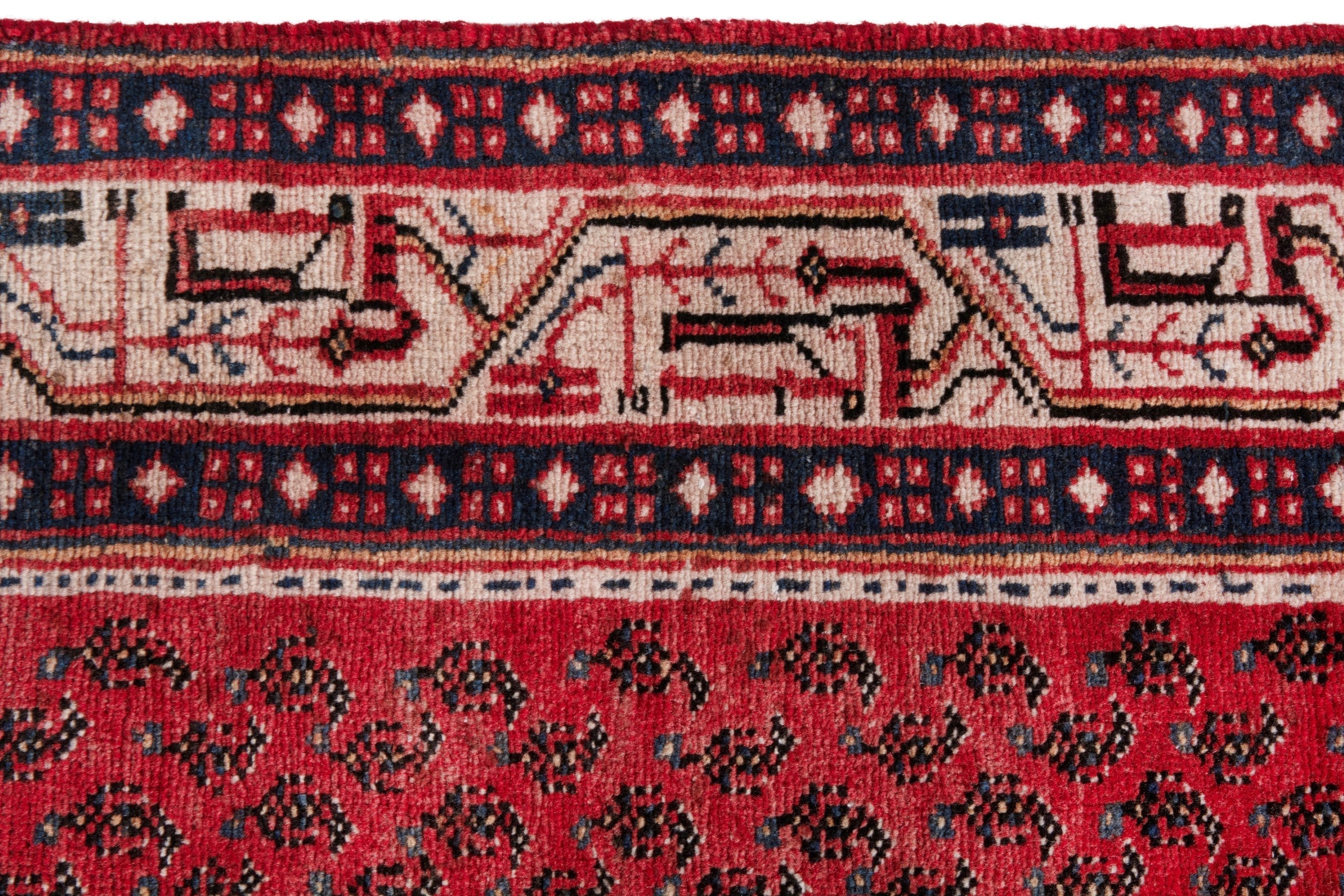 Persian Arak runner rug in deep red and cream, view 12 of 21
