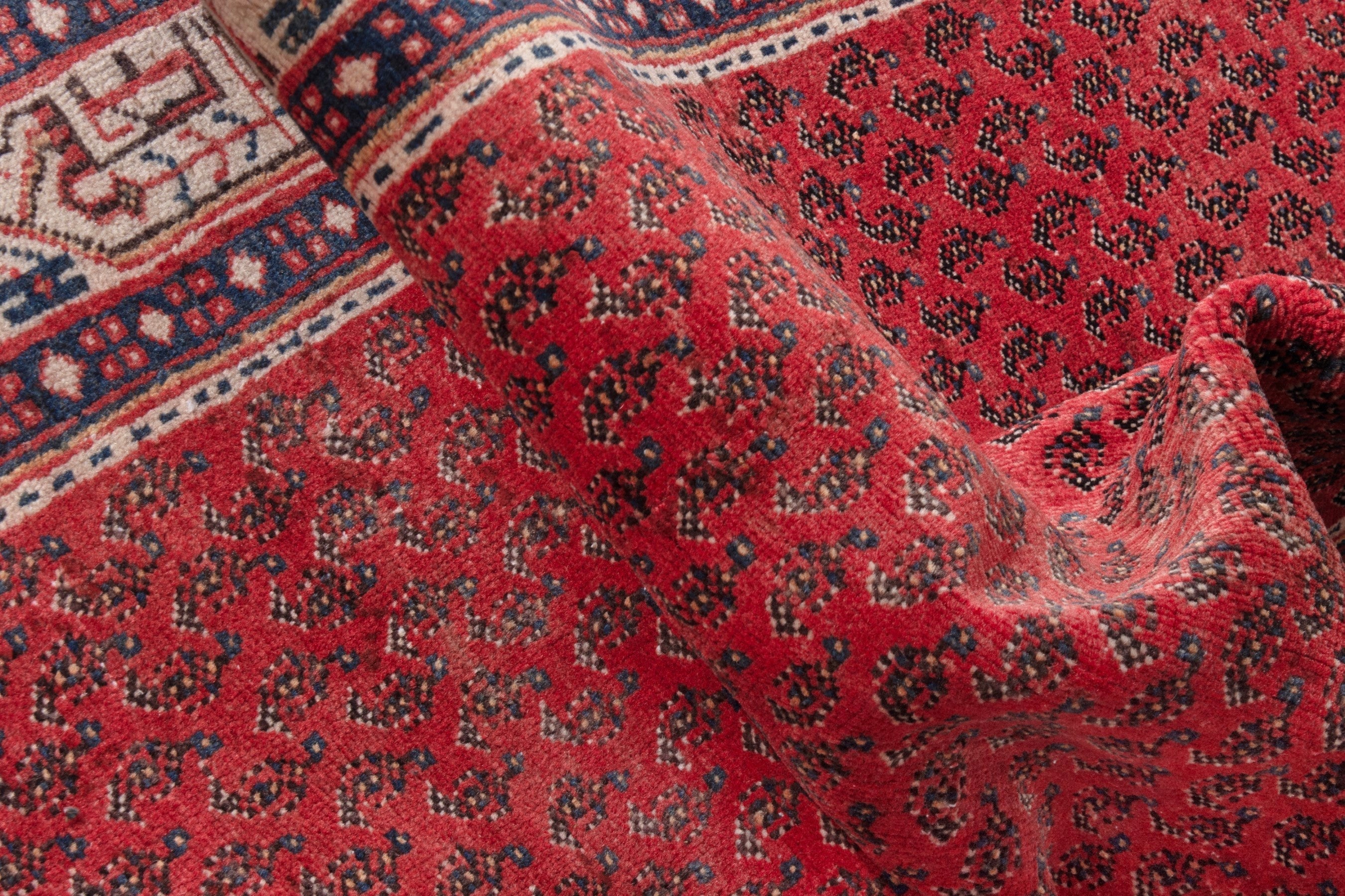Persian Arak runner rug in deep red and cream, view 16 of 21