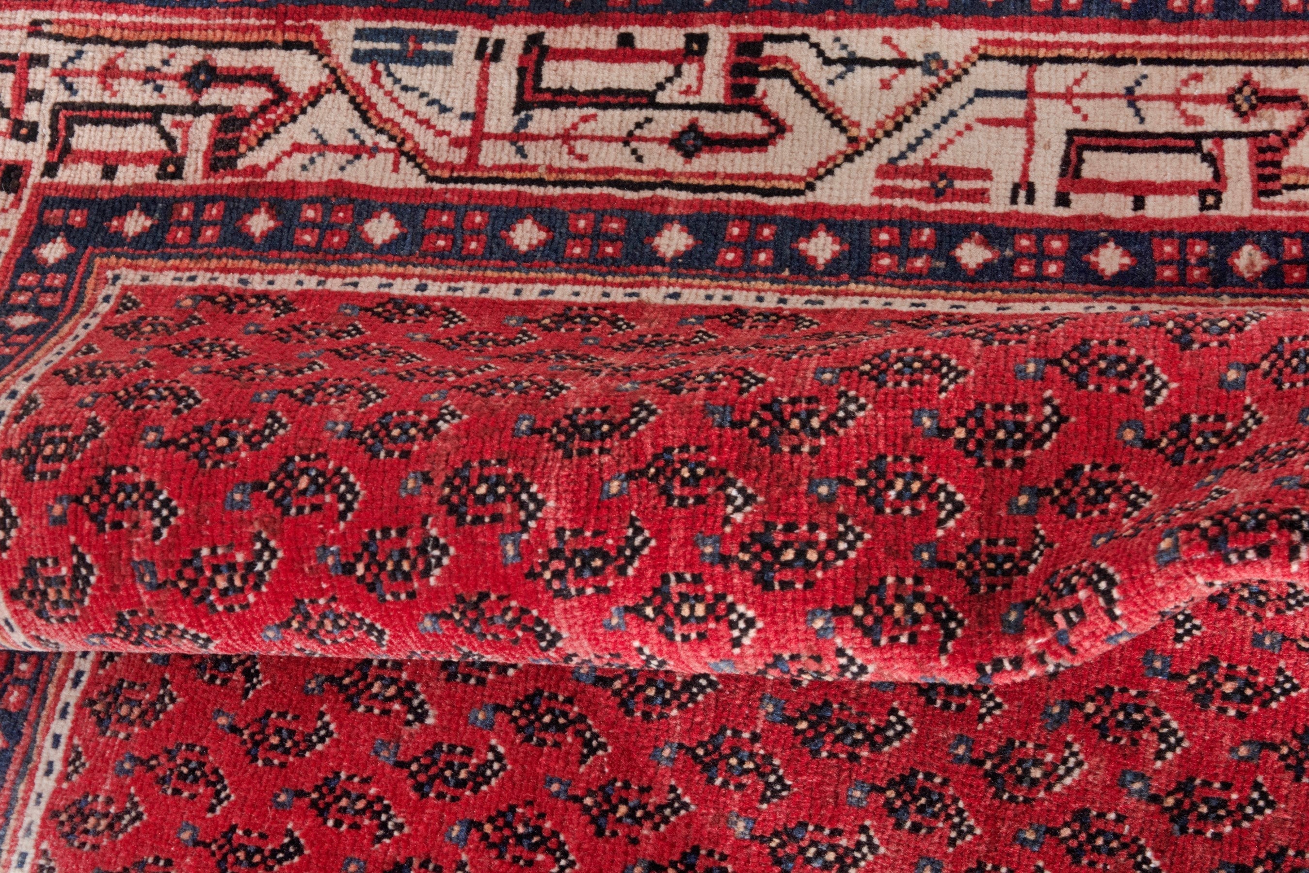 Persian Arak runner rug in deep red and cream, view 14 of 21