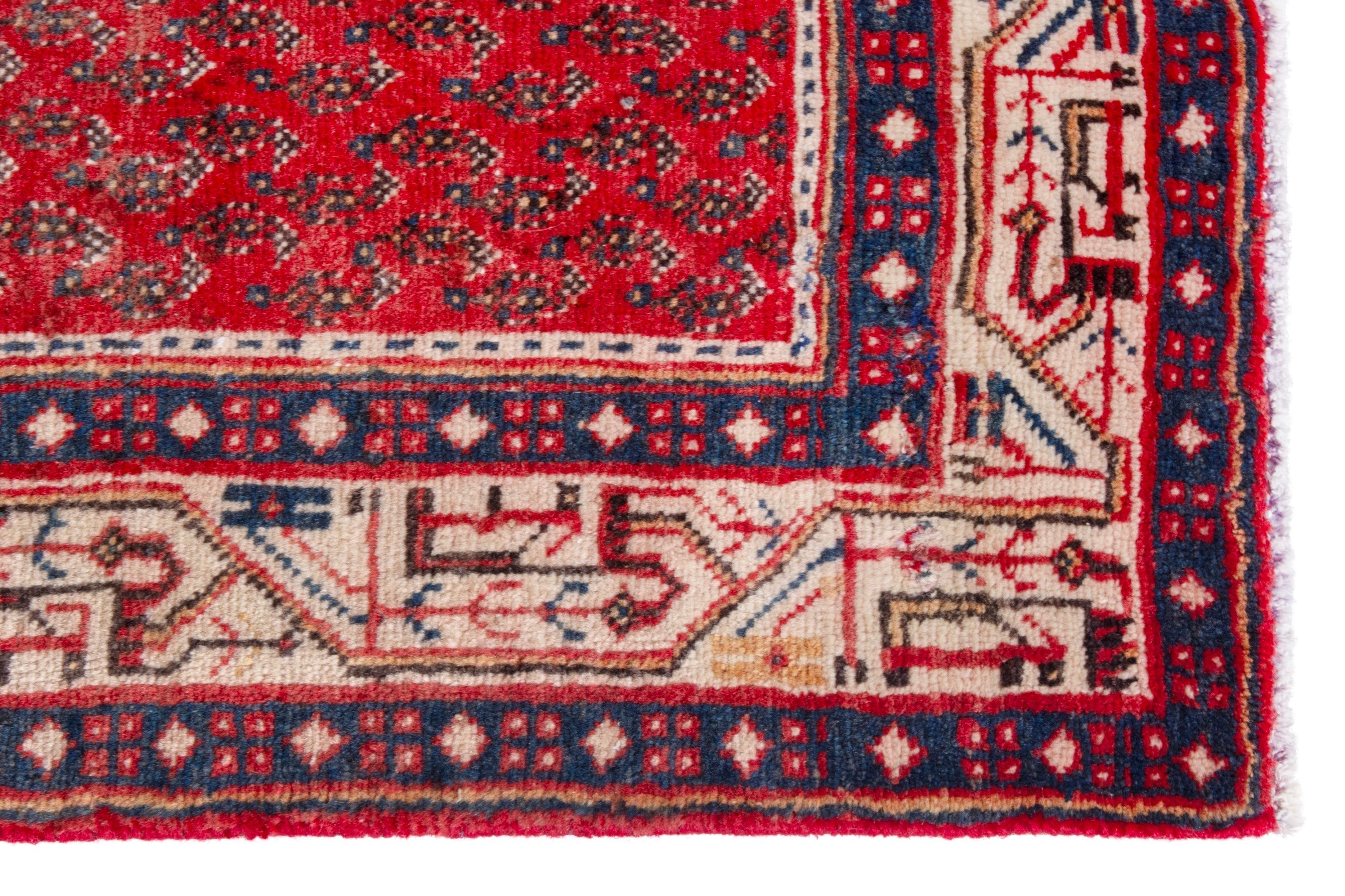 Persian Arak runner rug in deep red and cream, view 10 of 21