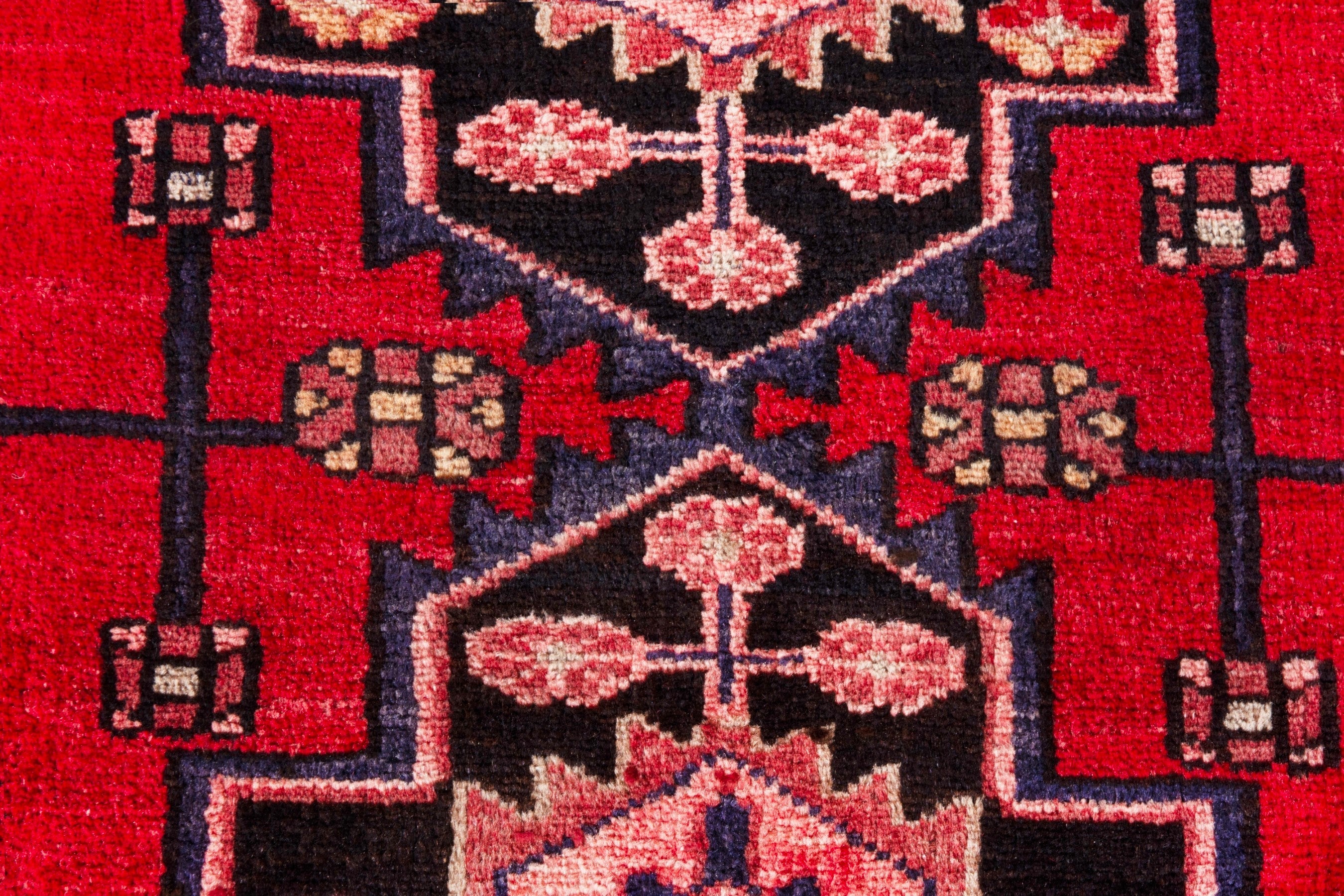 Persian Zanjan runner rug in deep red and muted pink, view 14 of 23