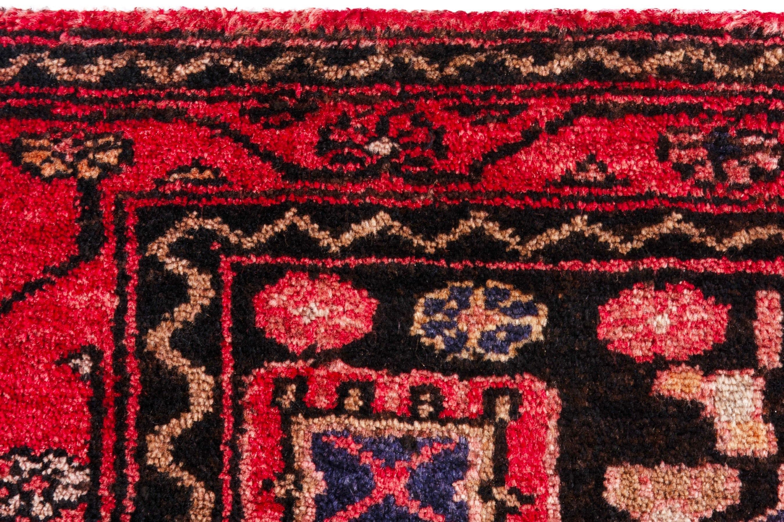 Persian Zanjan runner rug in deep red and muted pink, view 16 of 23