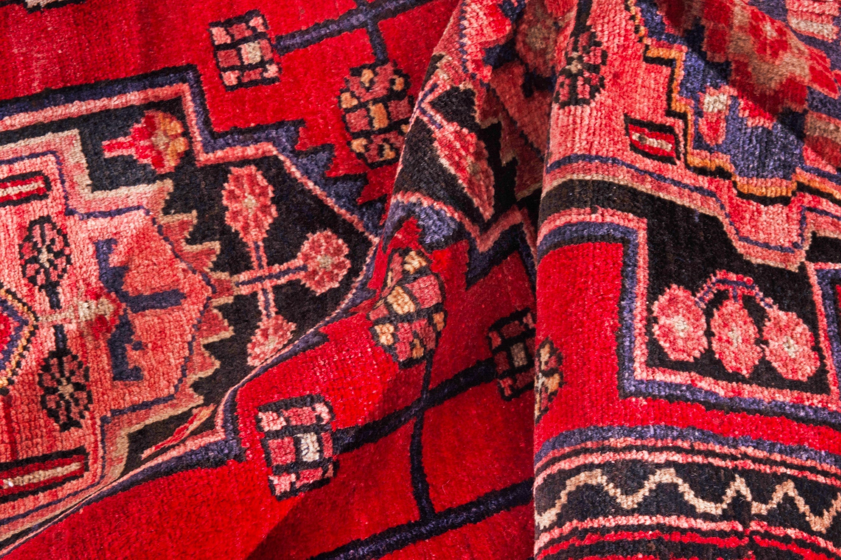 Persian Zanjan runner rug in deep red and muted pink, view 18 of 23