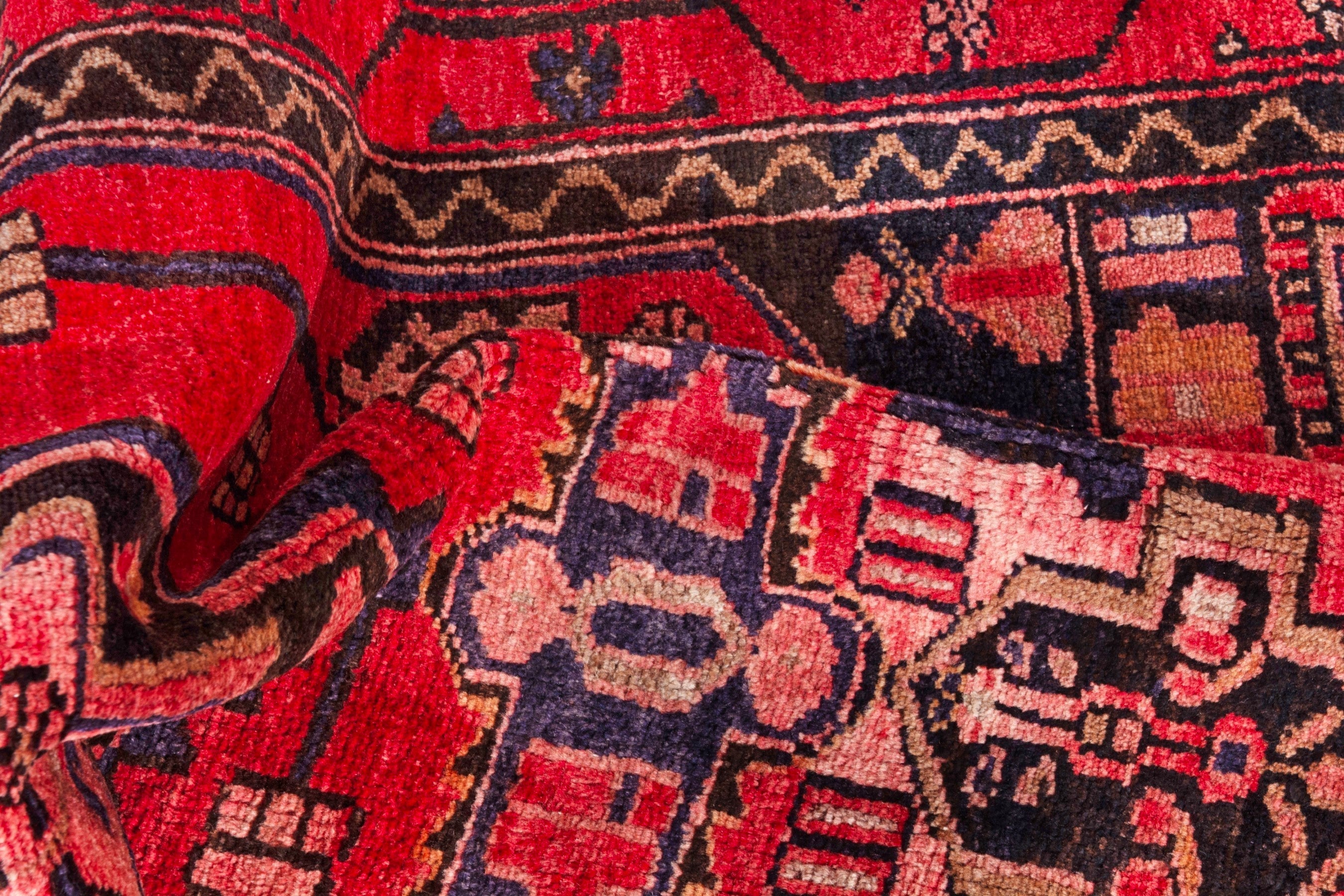 Persian Zanjan runner rug in deep red and muted pink, view 17 of 23