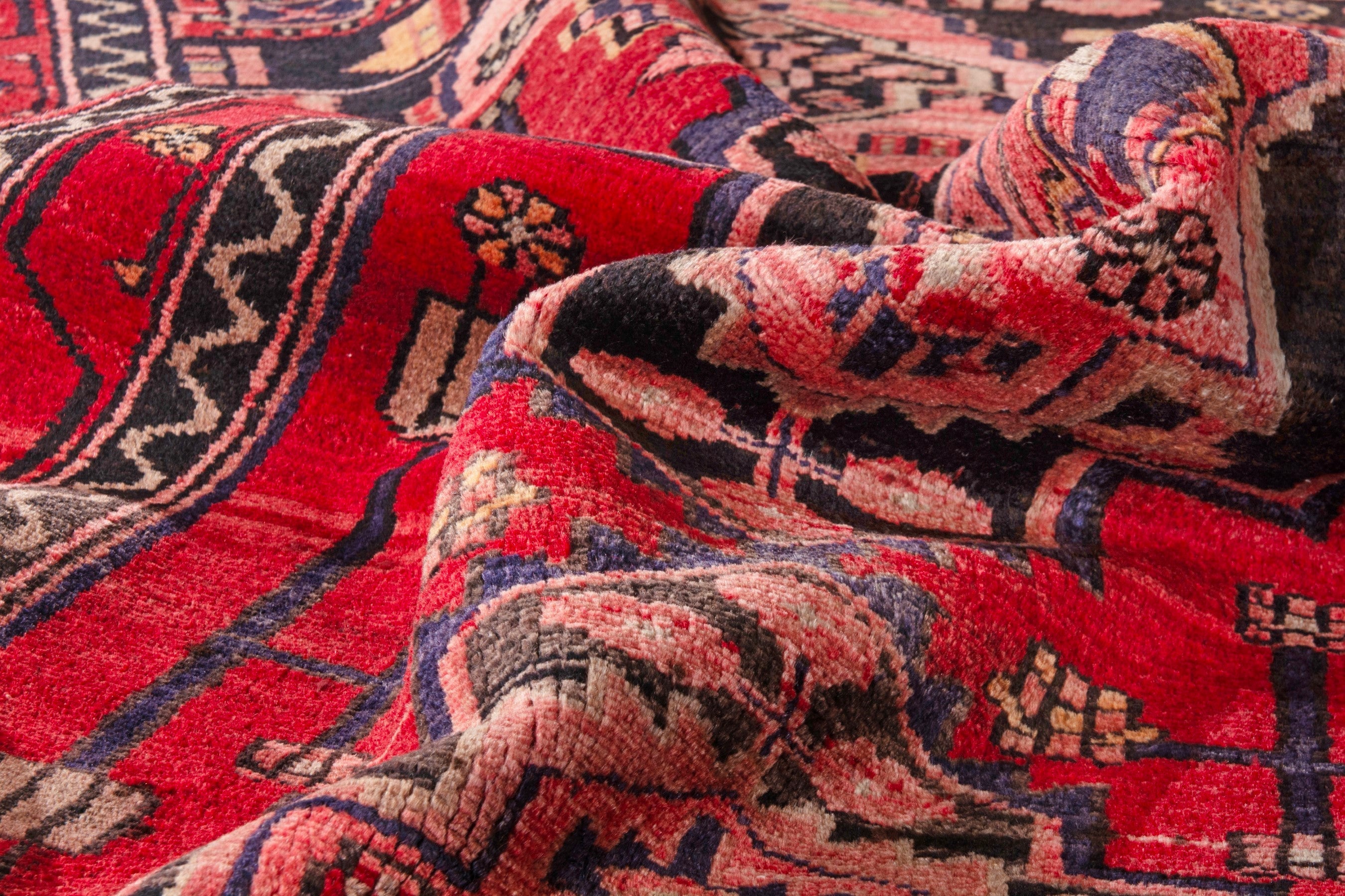 Persian Zanjan runner rug in deep red and muted pink, view 20 of 23