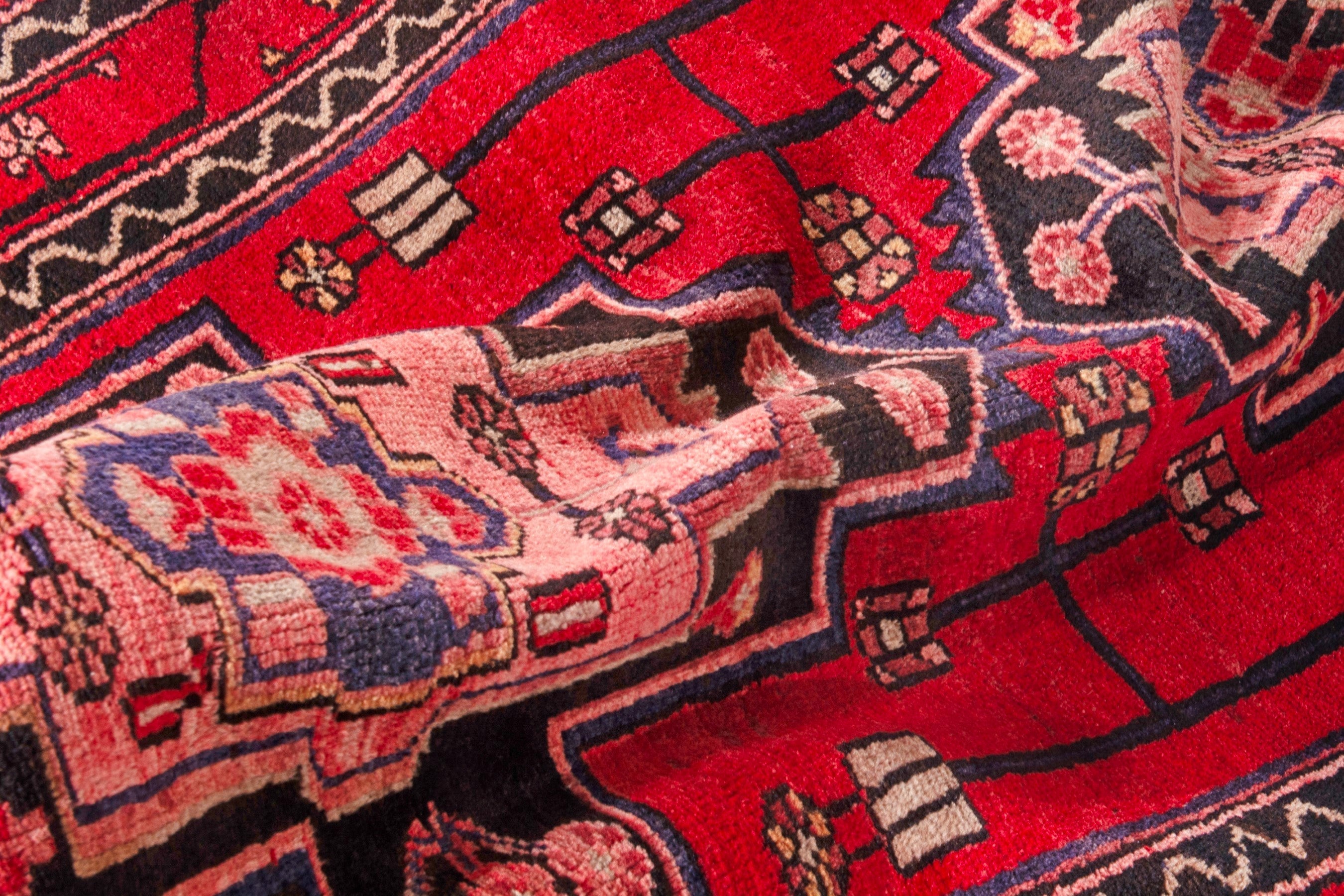Persian Zanjan runner rug in deep red and muted pink, view 21 of 23