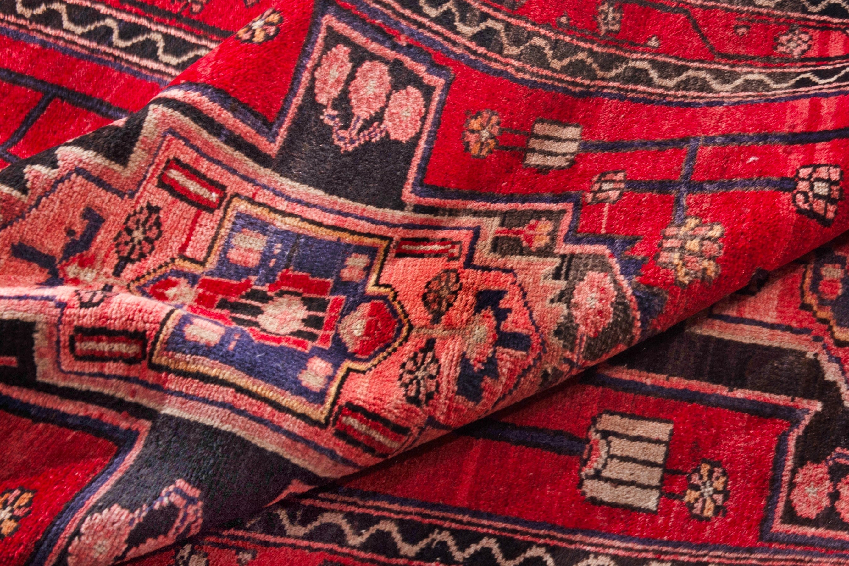Persian Zanjan runner rug in deep red and muted pink, view 22 of 23