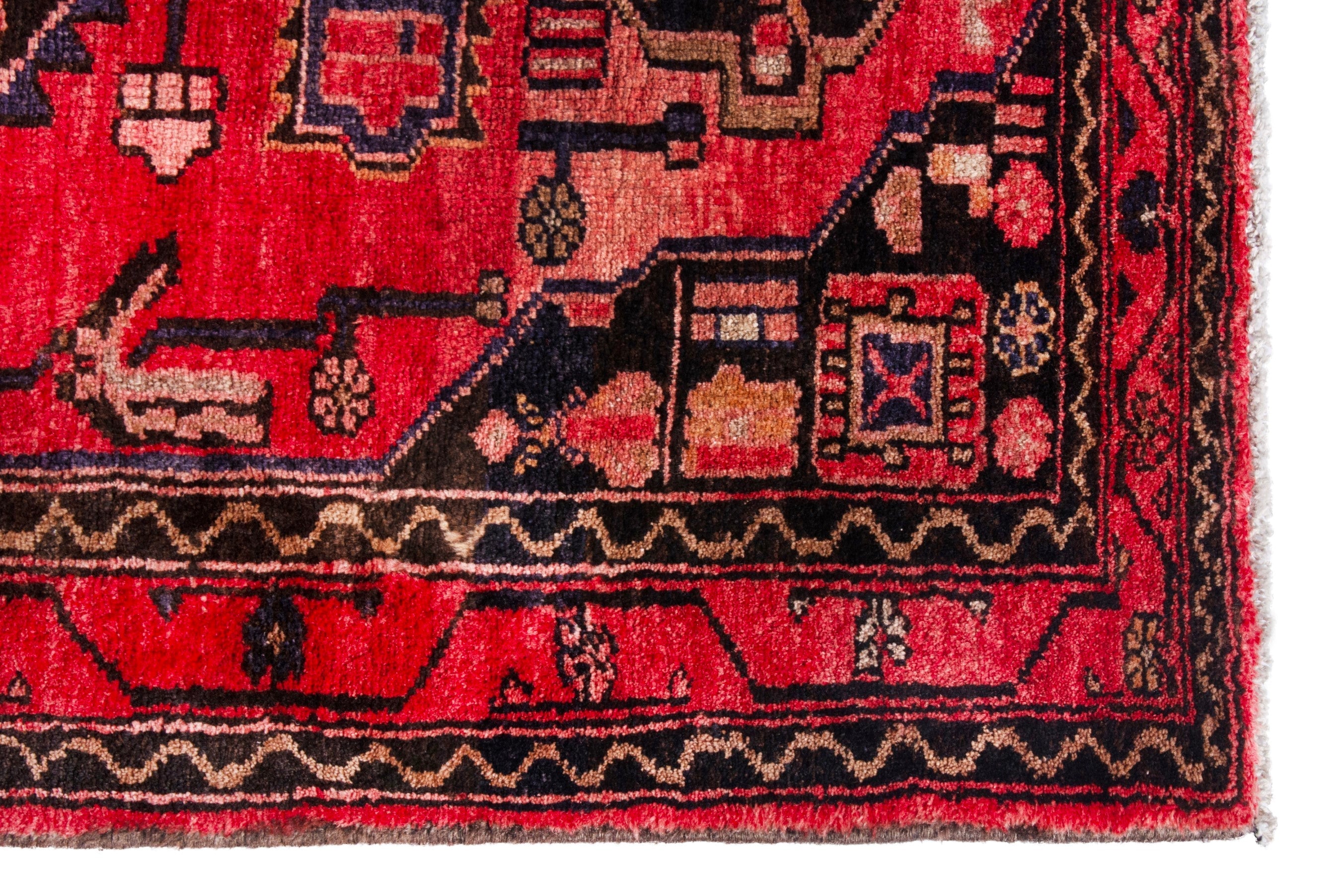 Persian Zanjan runner rug in deep red and muted pink, view 11 of 23