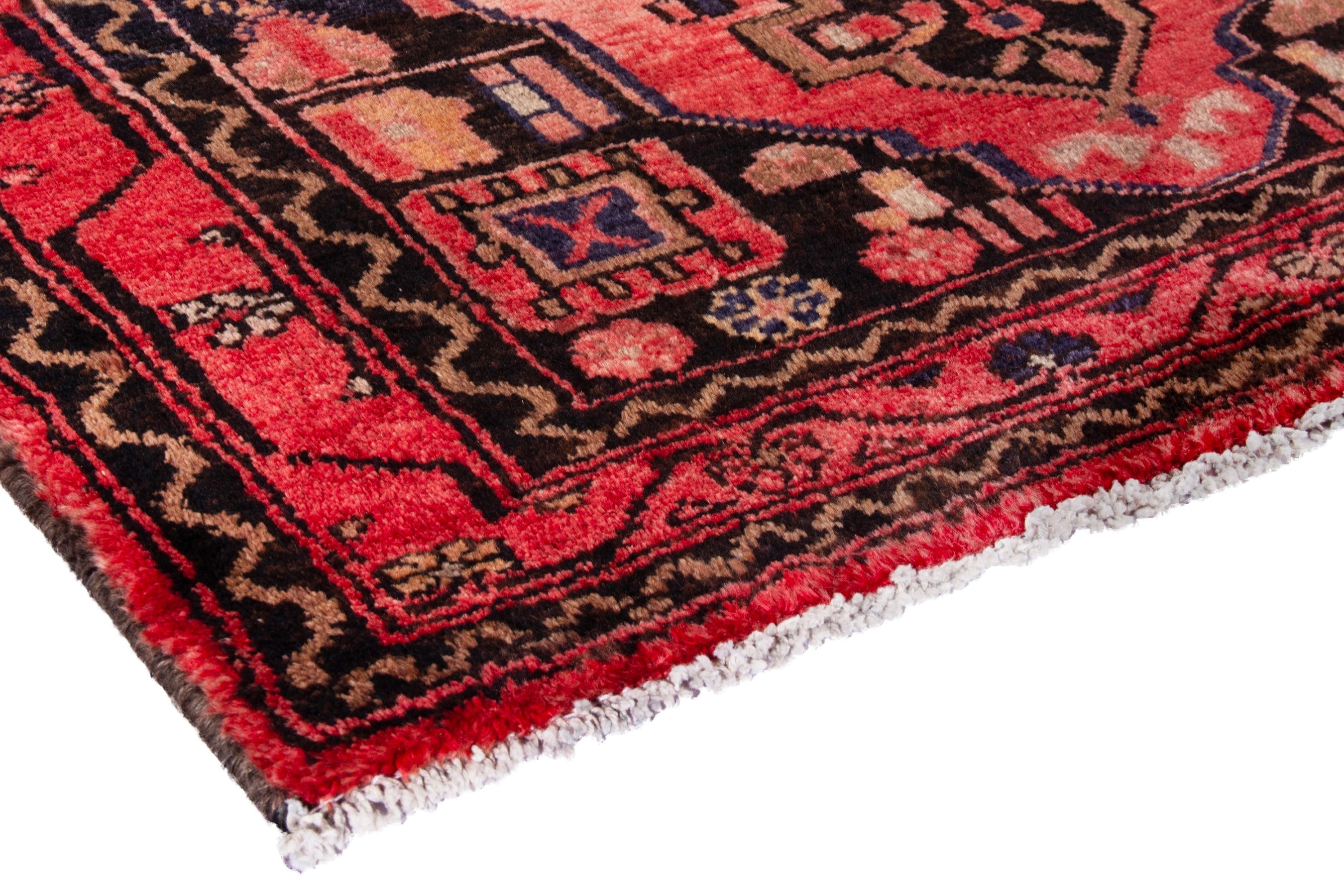 Persian Zanjan runner rug in deep red and muted pink, view 4 of 23