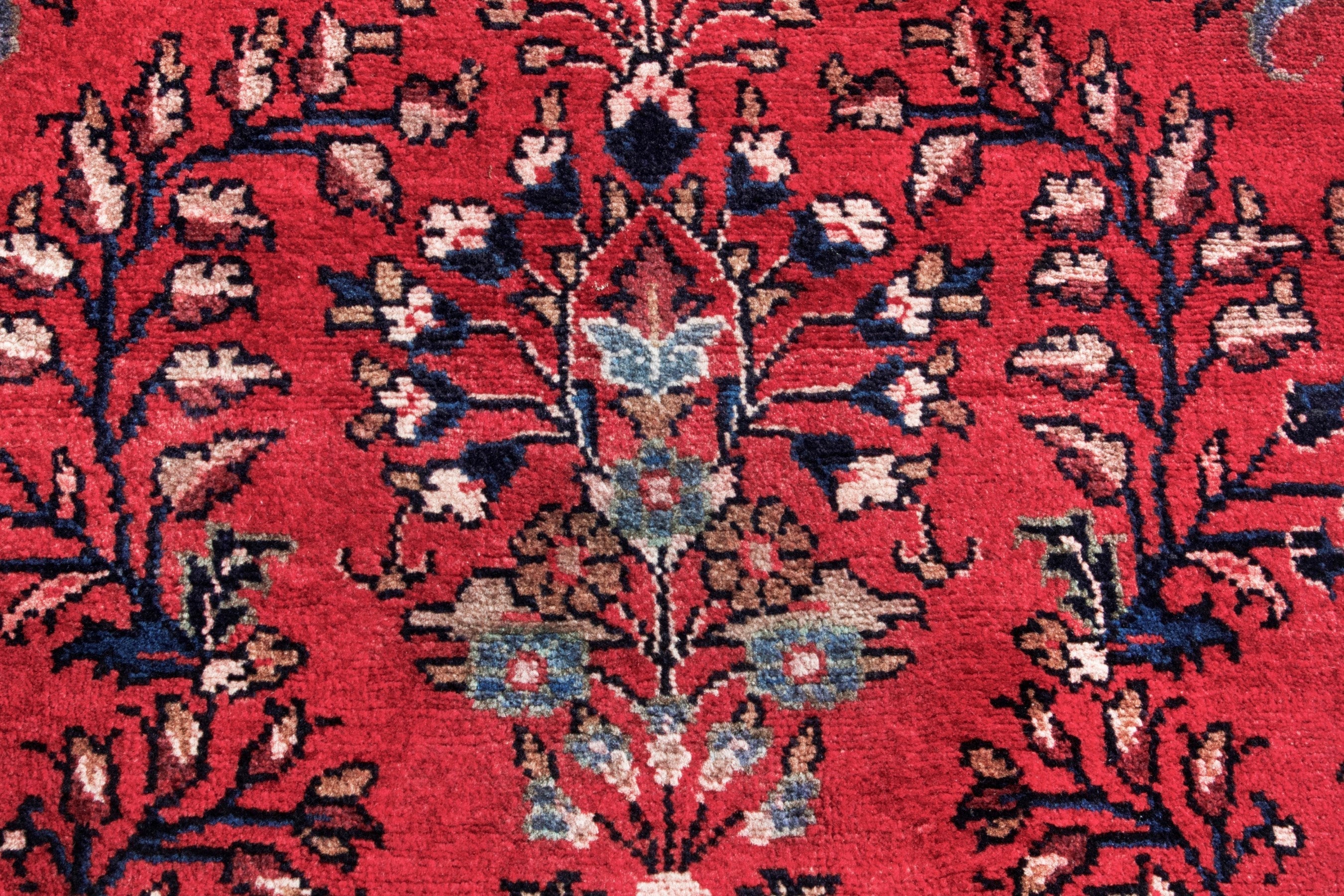 Persian Hamedan runner rug in faded red and burgundy, view 11 of 18