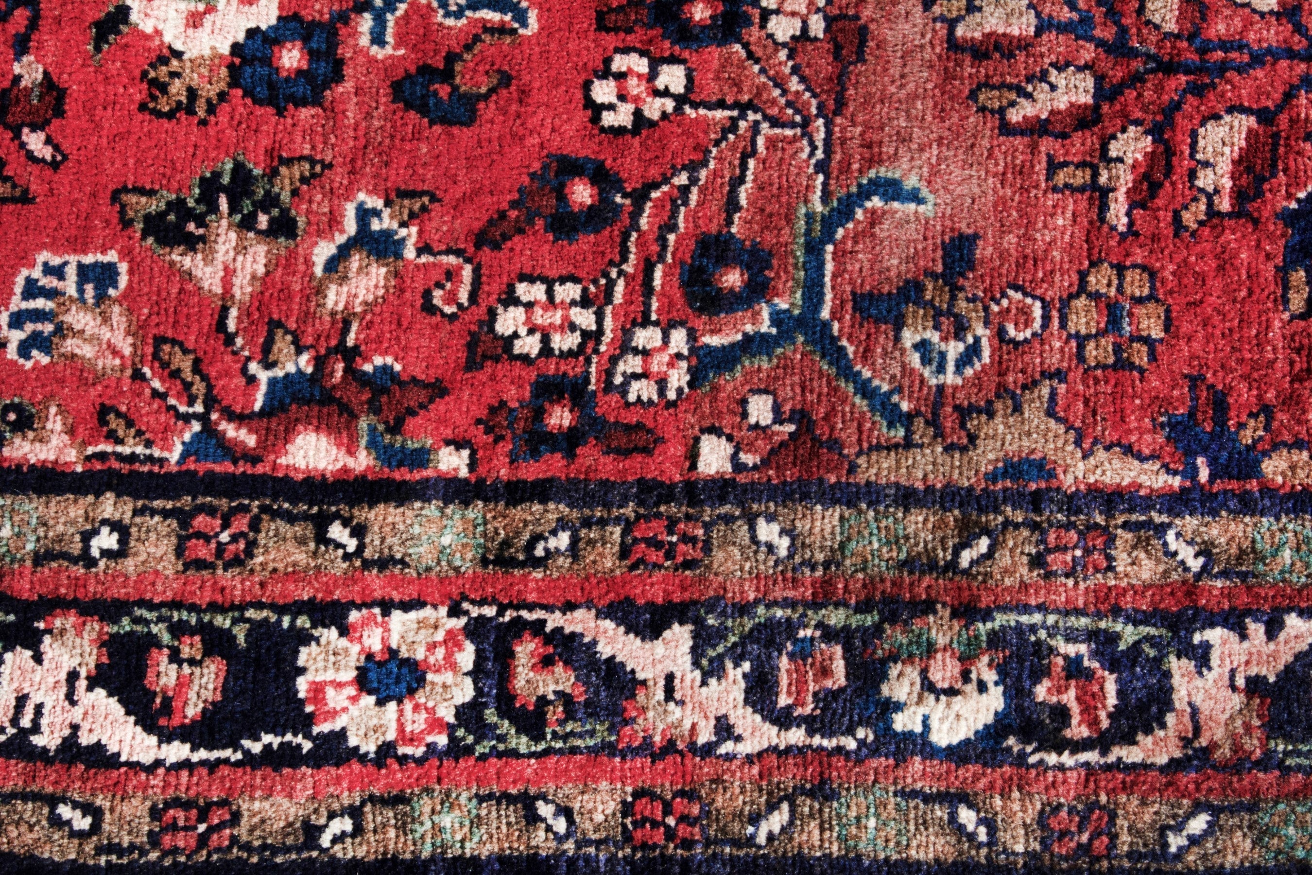 Persian Hamedan runner rug in faded red and burgundy, view 14 of 18