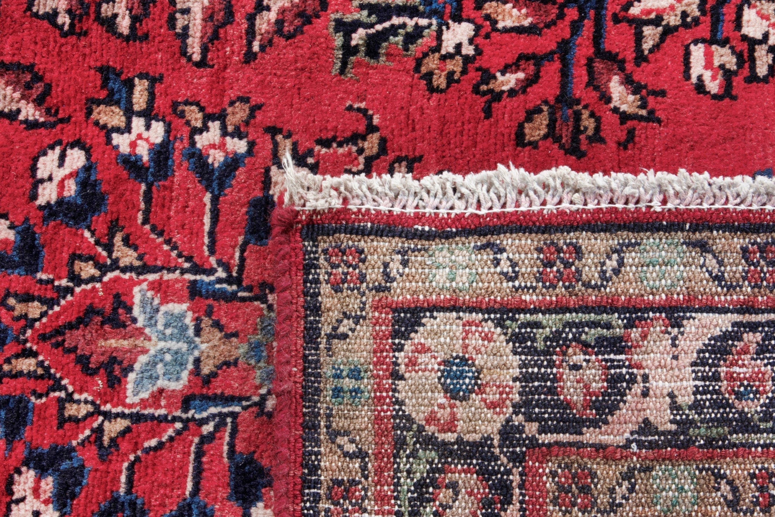 Persian Hamedan runner rug in faded red and burgundy, view 18 of 18