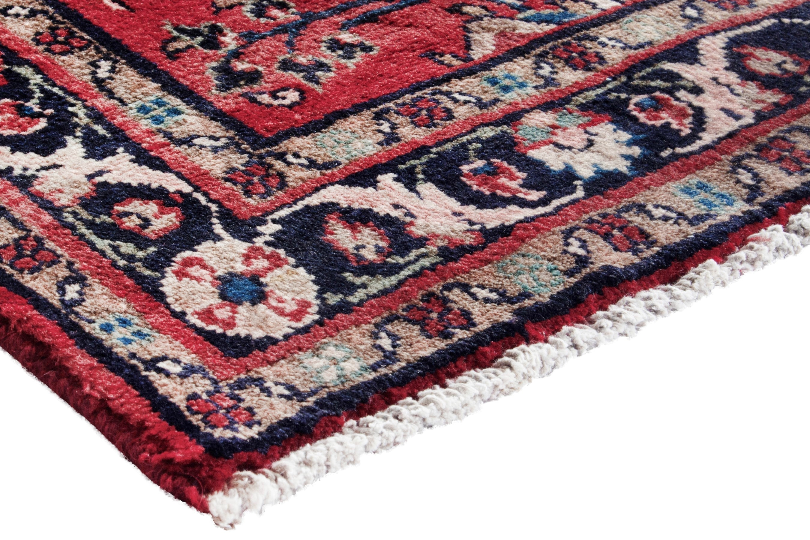 Persian Hamedan runner rug in faded red and burgundy, view 4 of 18