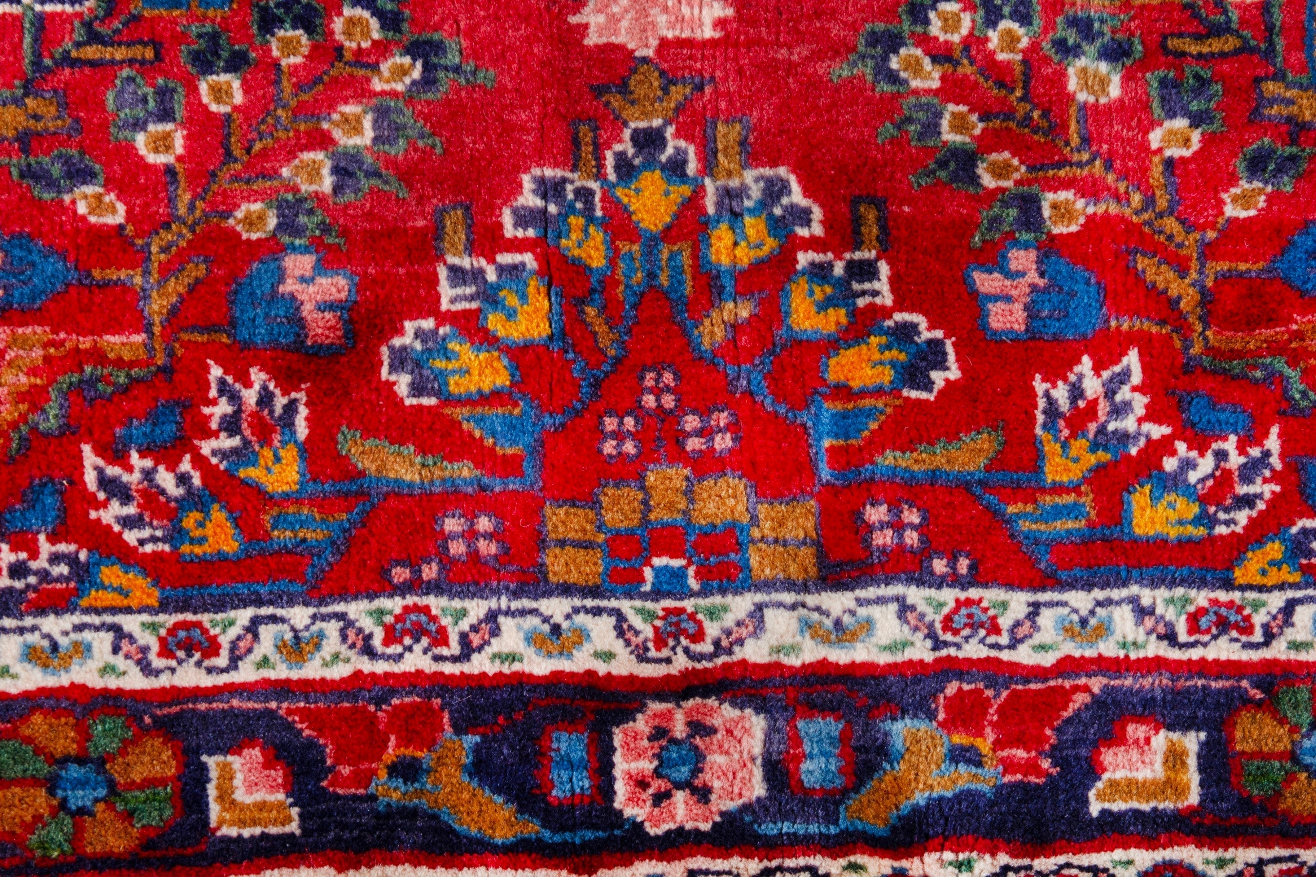 Persian Hamedan runner rug in deep red and burgundy, view 10 of 20