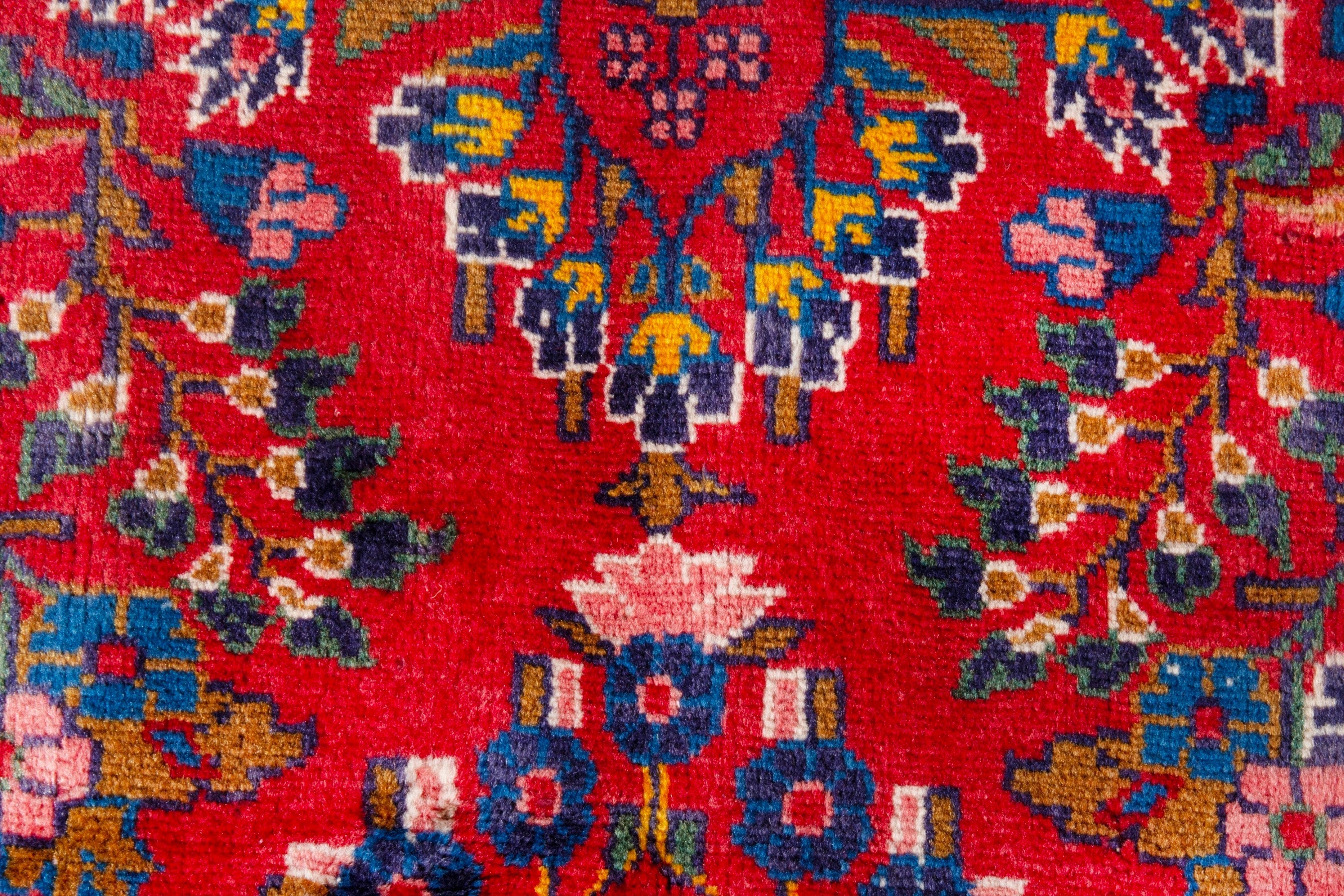Persian Hamedan runner rug in deep red and burgundy, view 11 of 20