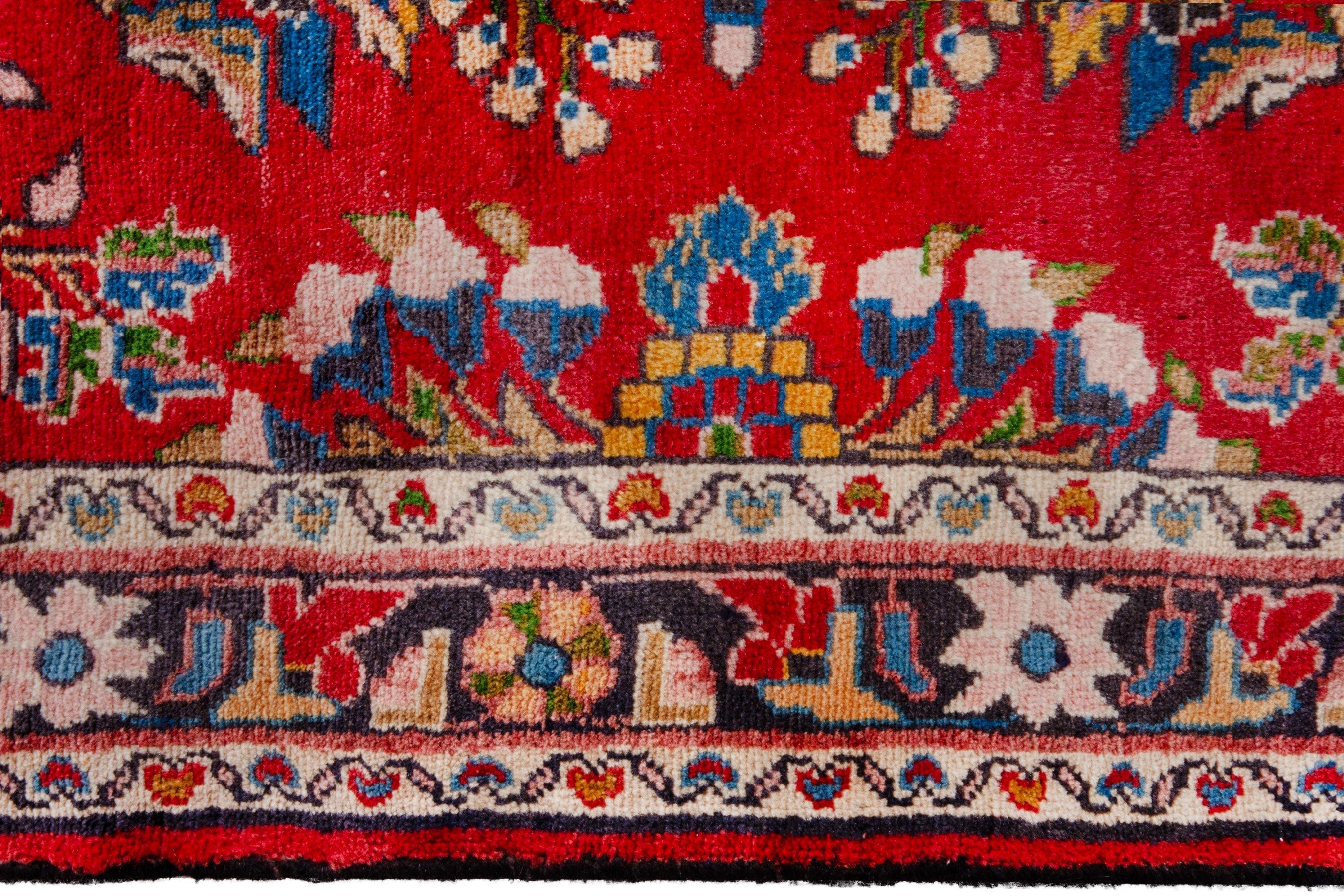 Persian Hamedan runner rug in deep red and burgundy, view 13 of 20