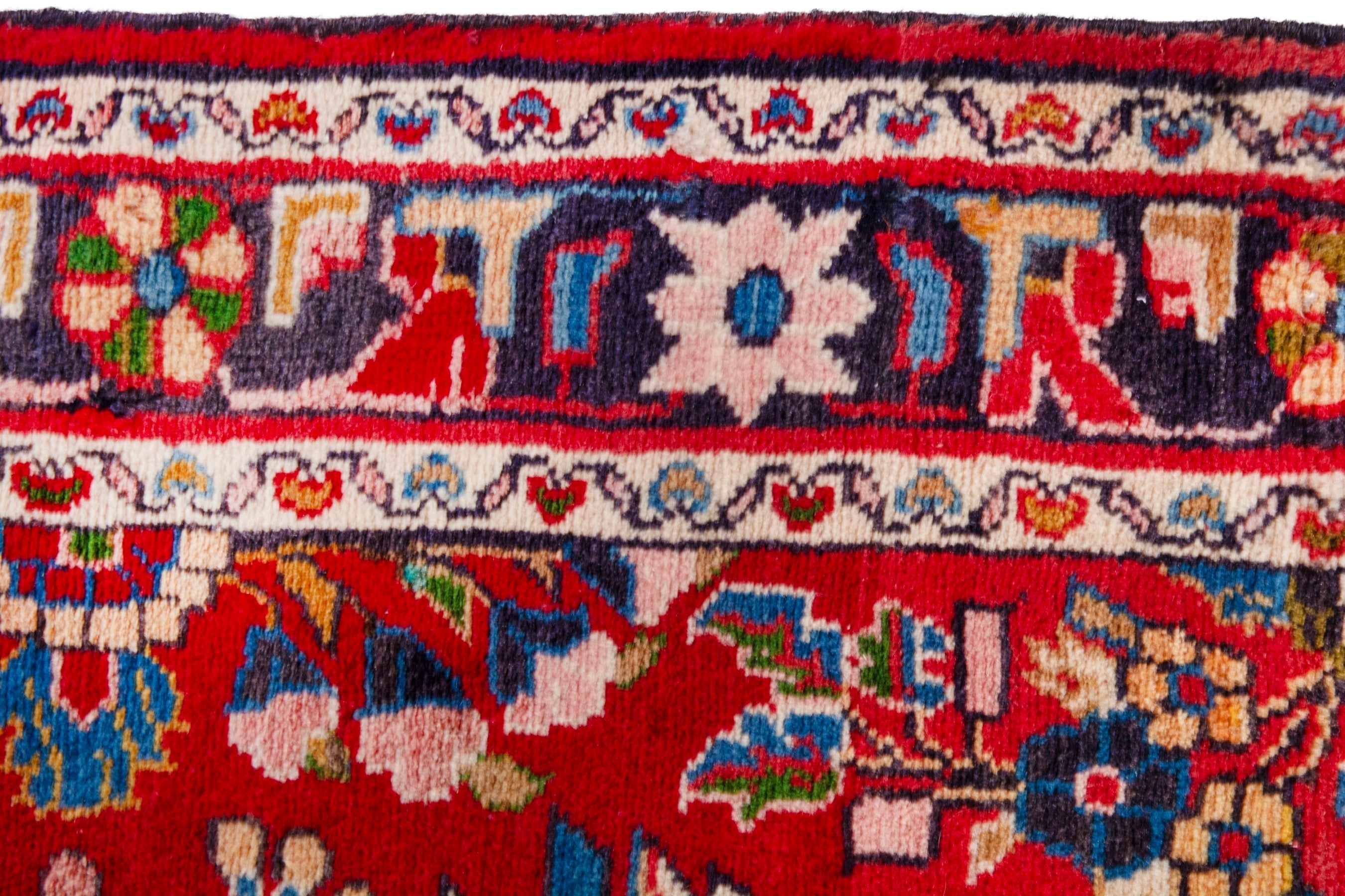 Persian Hamedan runner rug in deep red and burgundy, view 14 of 20