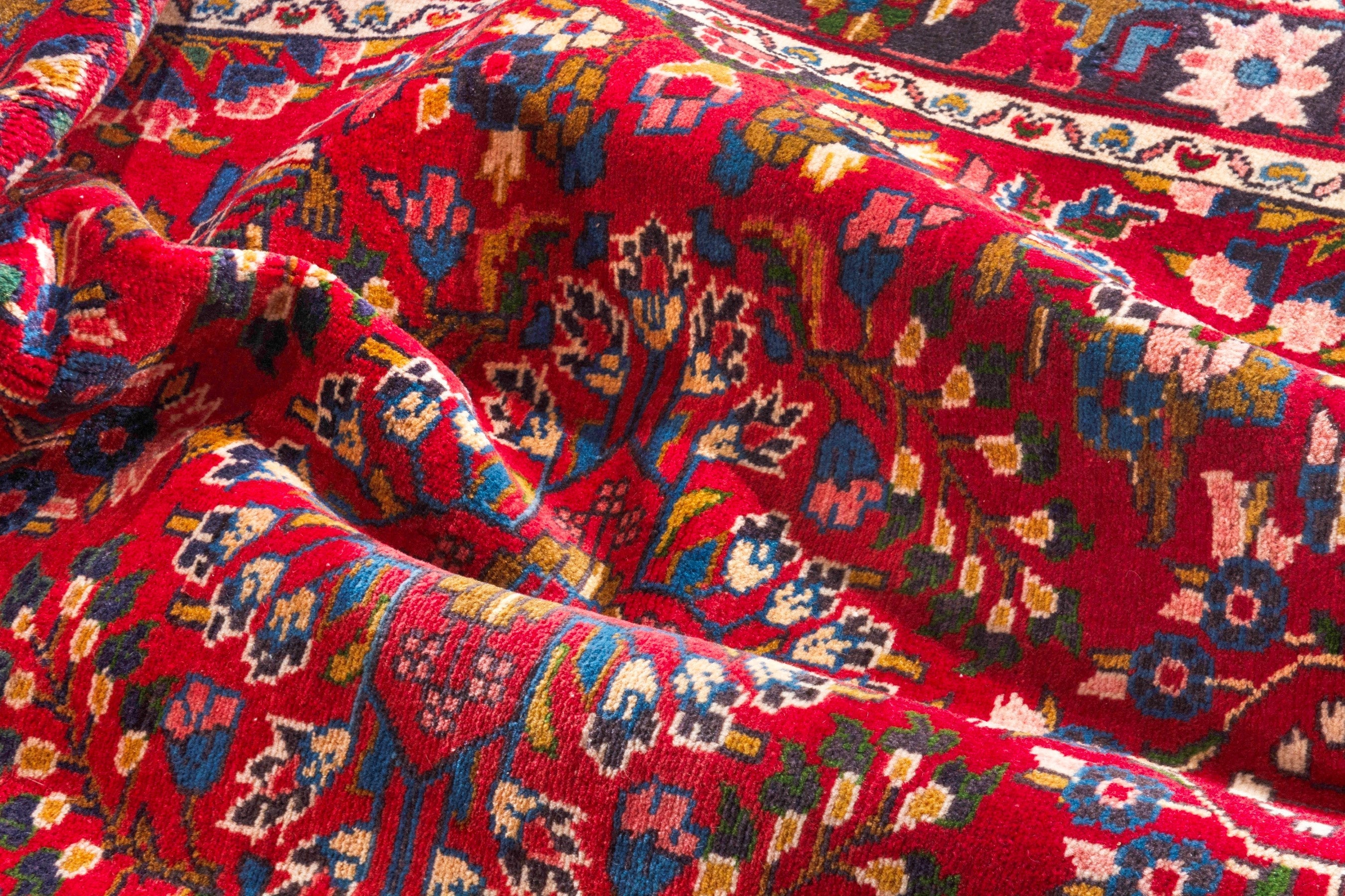 Persian Hamedan runner rug in deep red and burgundy, view 16 of 20