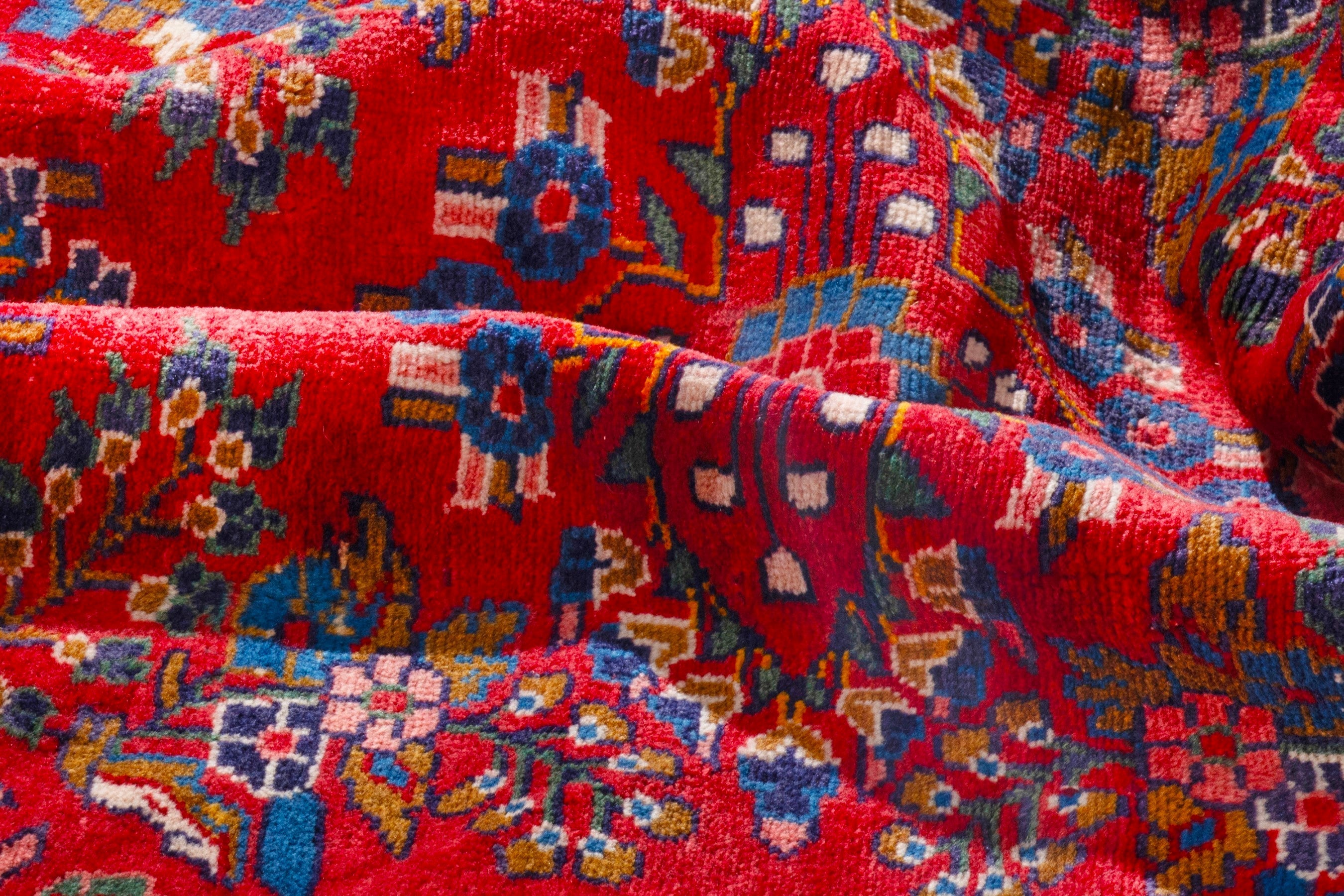 Persian Hamedan runner rug in deep red and burgundy, view 17 of 20