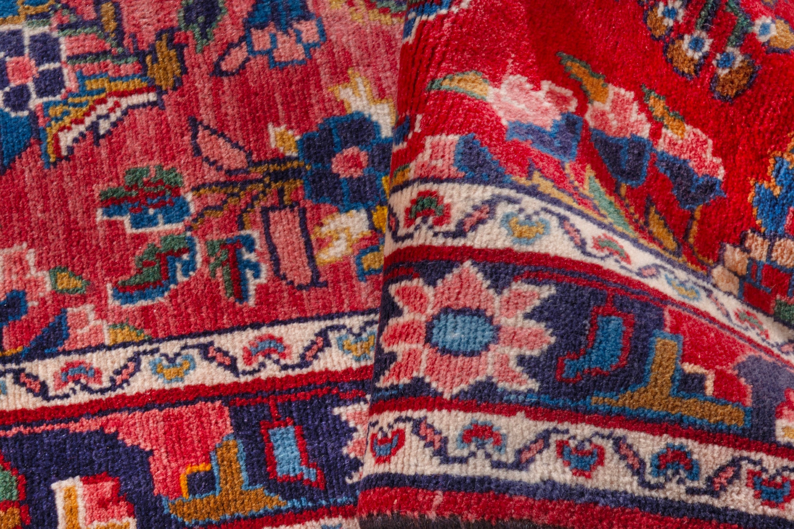 Persian Hamedan runner rug in deep red and burgundy, view 18 of 20
