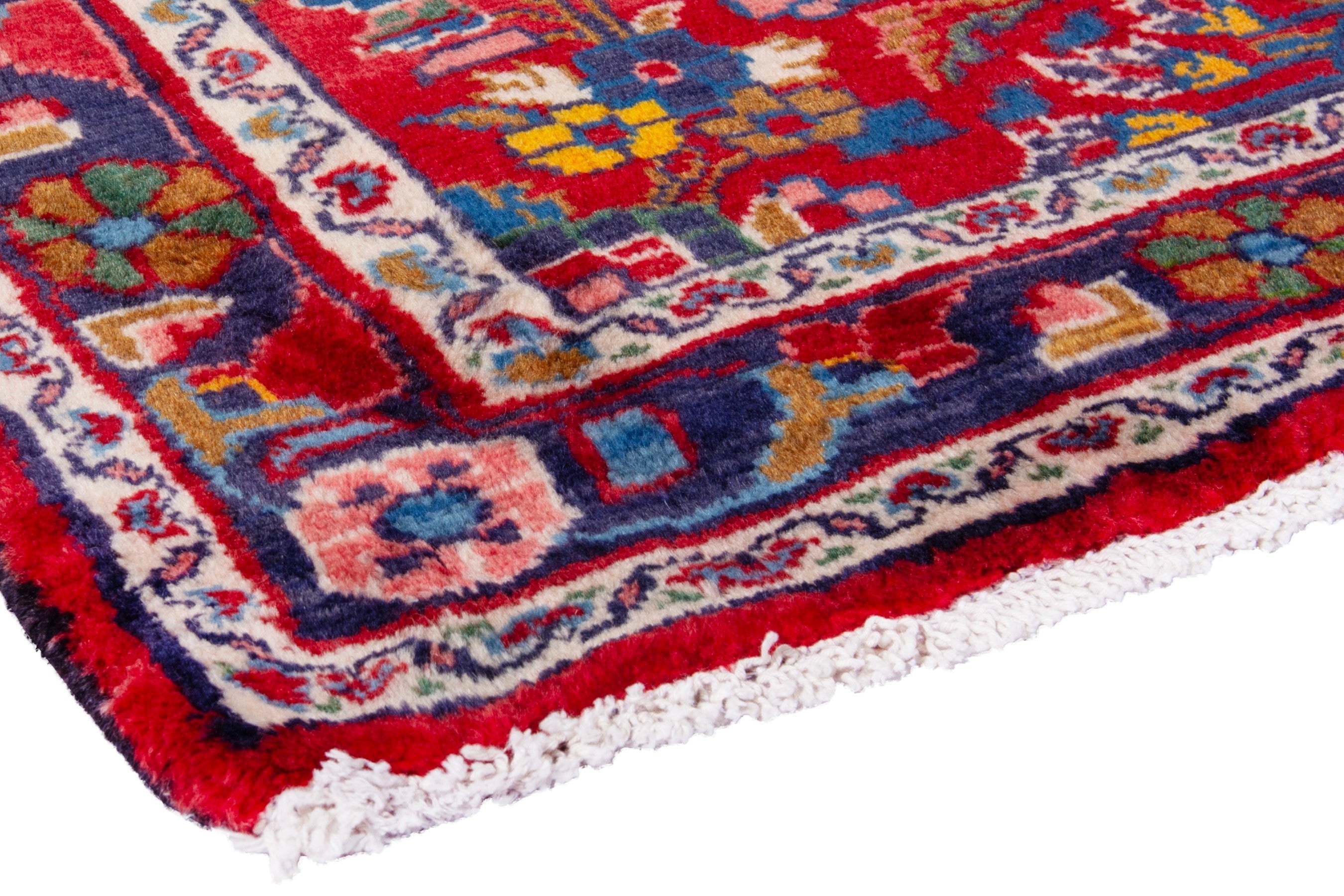 Persian Hamedan runner rug in deep red and burgundy, view 4 of 20