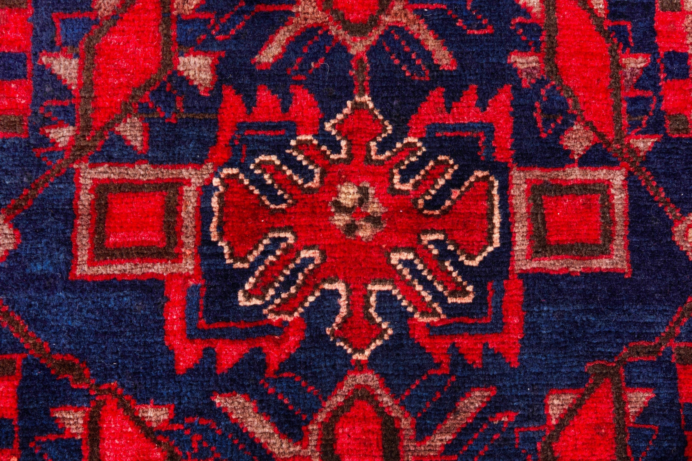 Persian Borujerd runner rug in deep red and navy, view 16 of 25