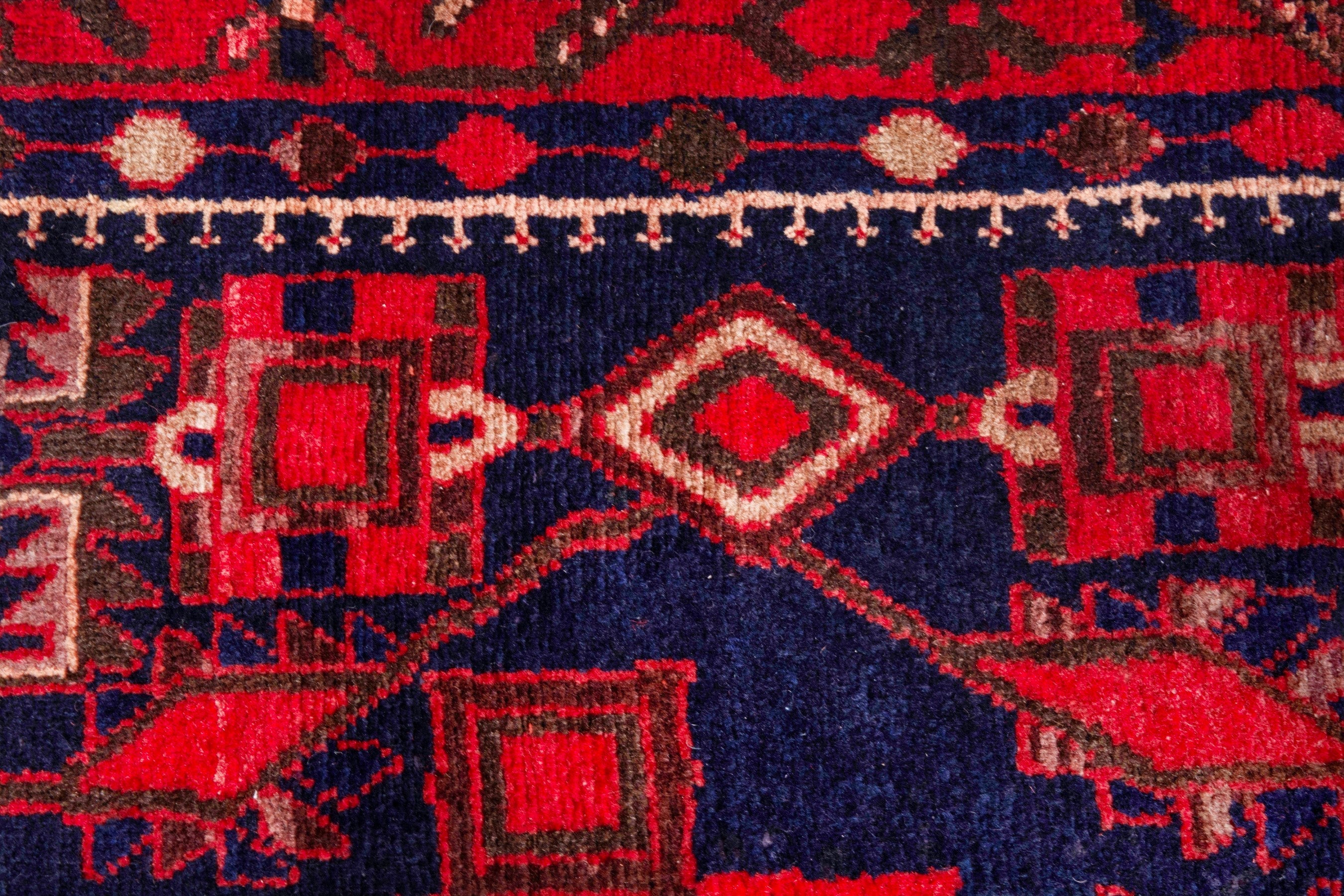 Persian Borujerd runner rug in deep red and navy, view 12 of 25