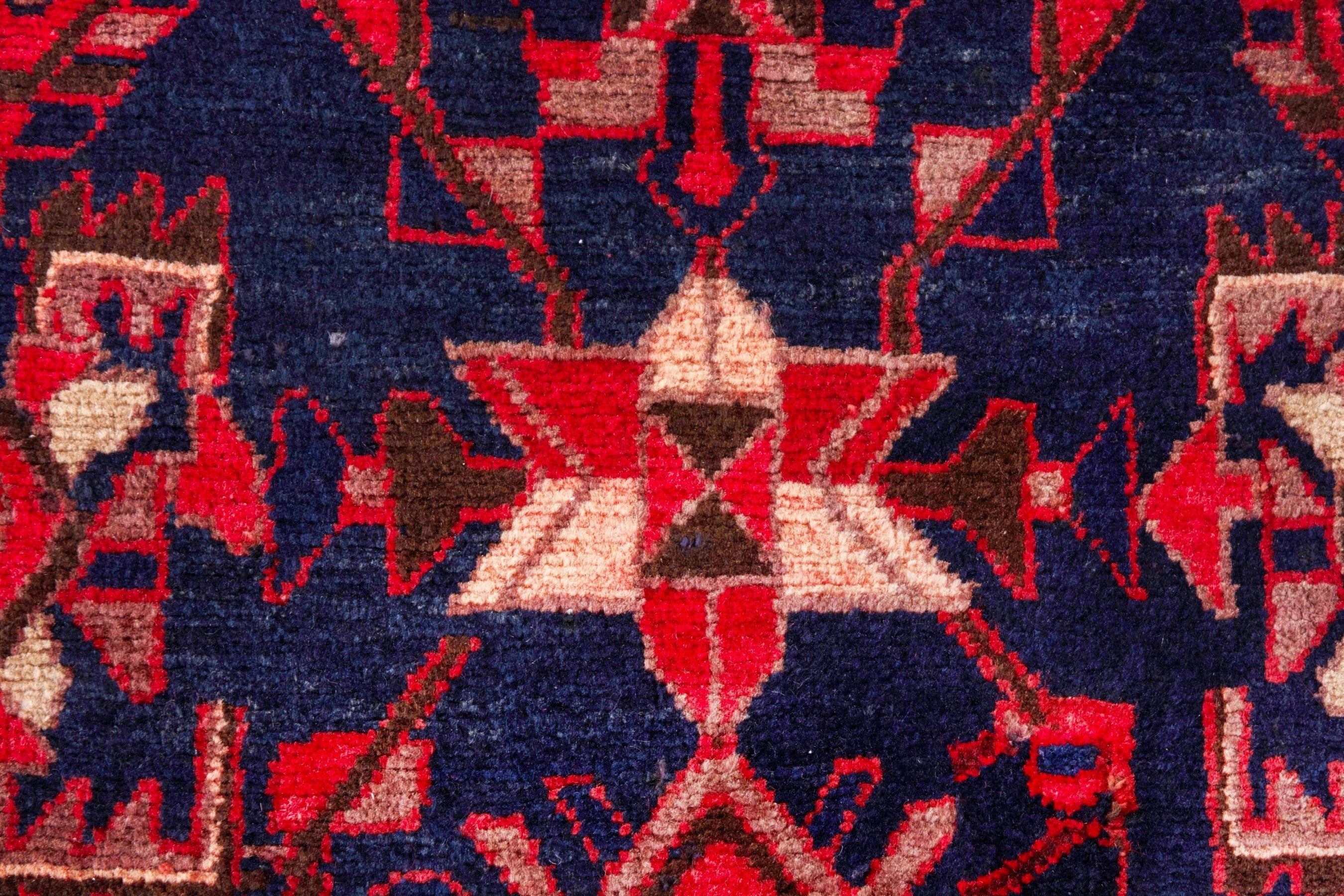 Persian Borujerd runner rug in deep red and navy, view 17 of 25