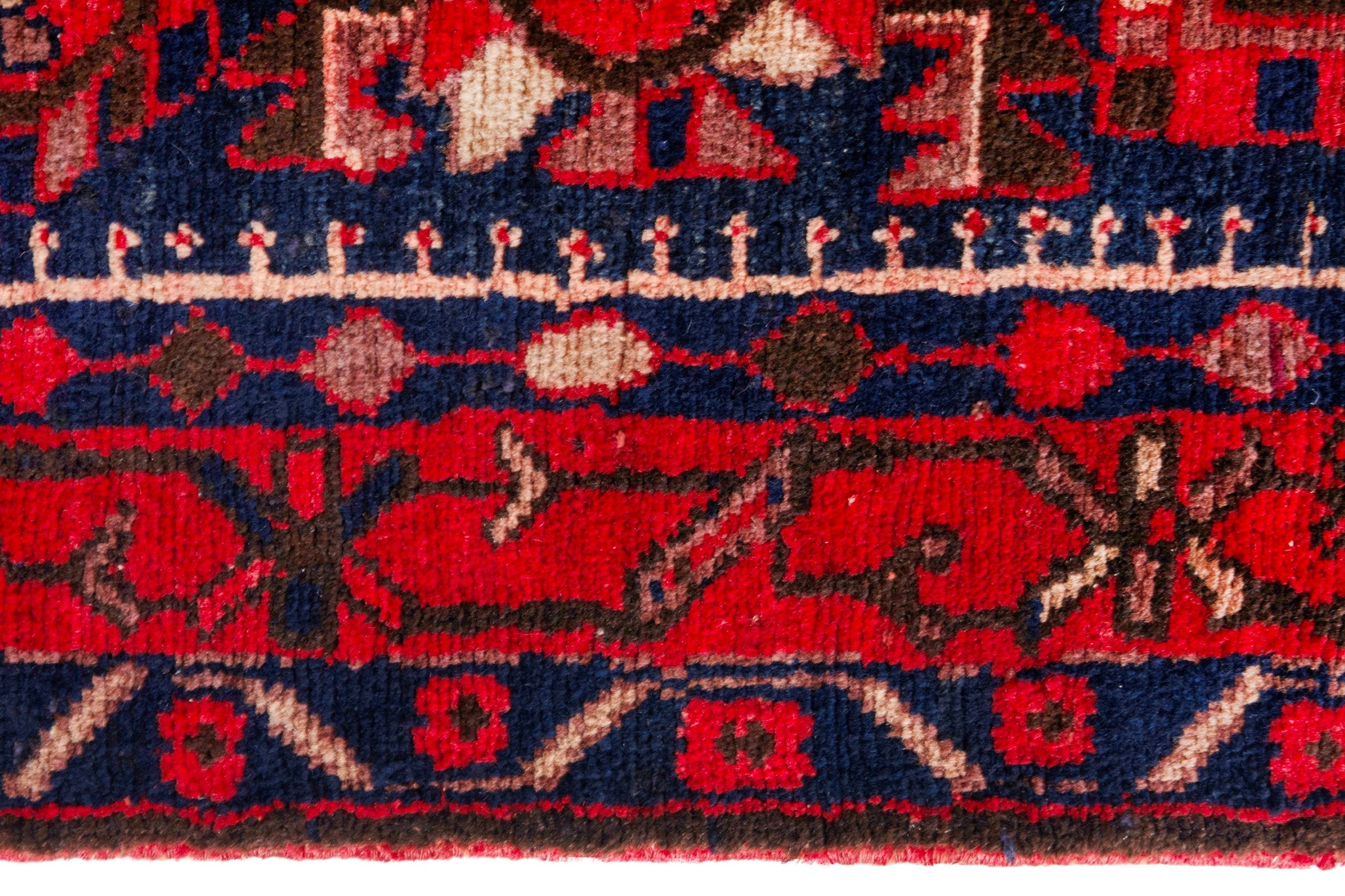 Persian Borujerd runner rug in deep red and navy, view 13 of 25