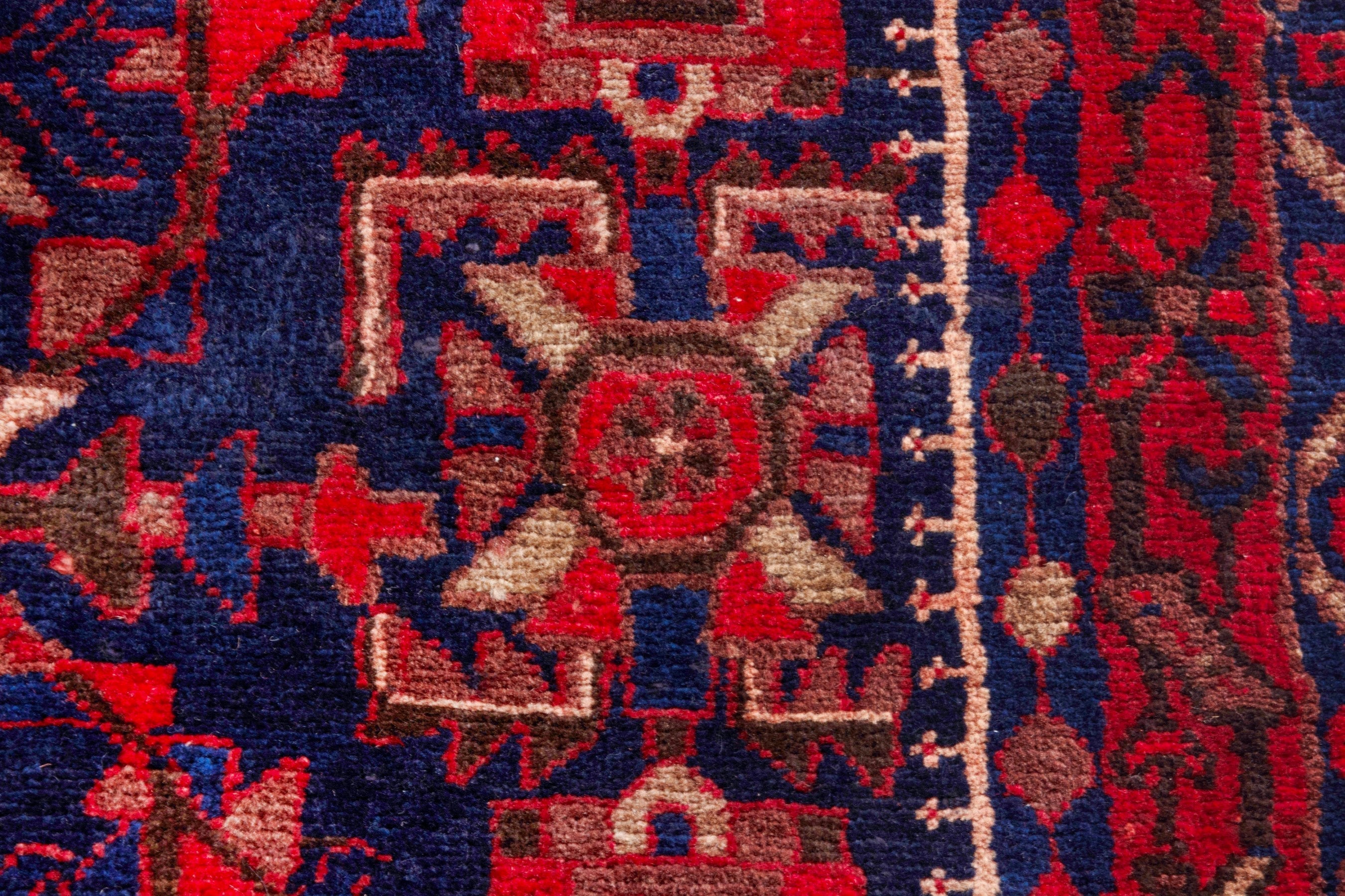 Persian Borujerd runner rug in deep red and navy, view 18 of 25