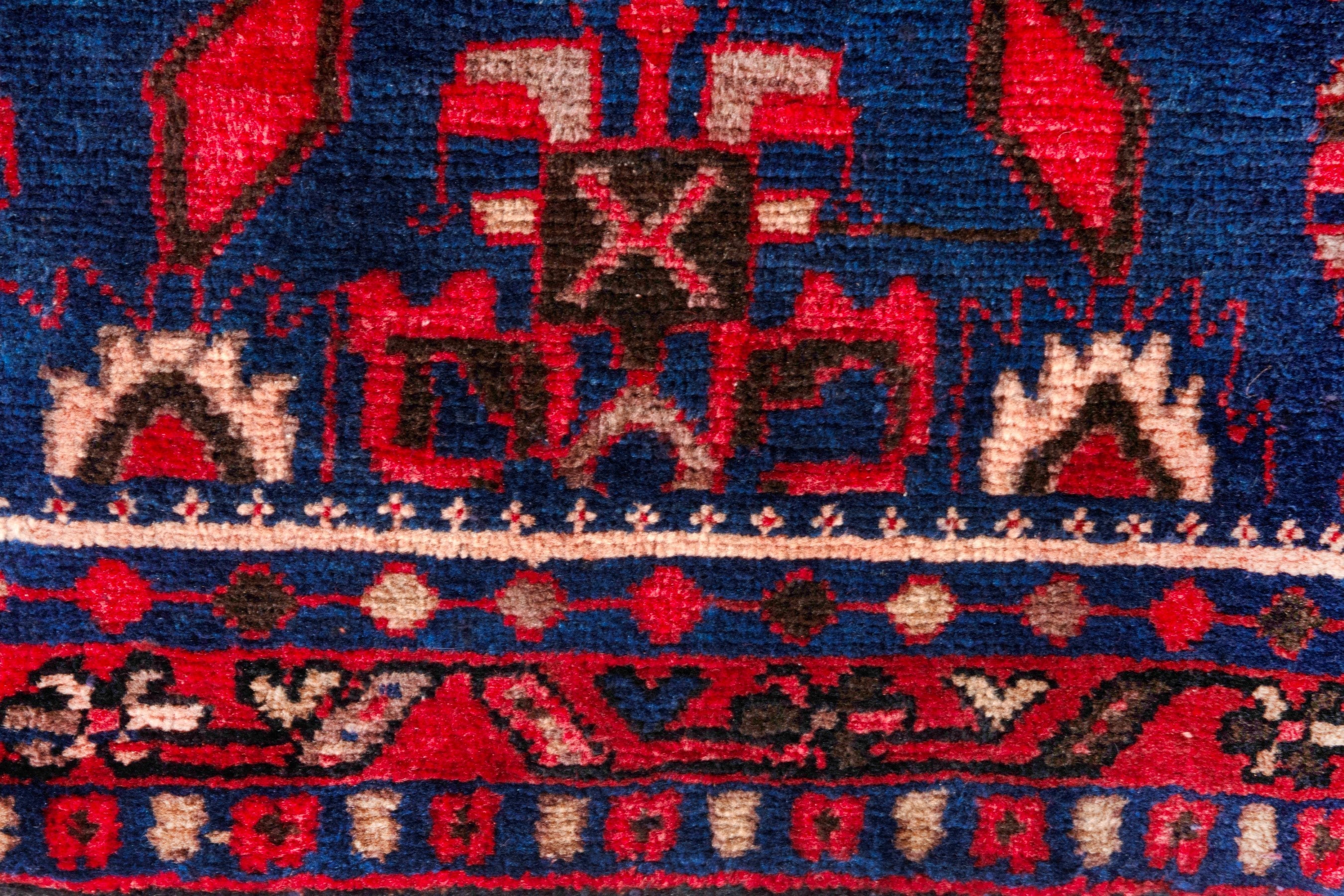 Persian Borujerd runner rug in deep red and navy, view 14 of 25