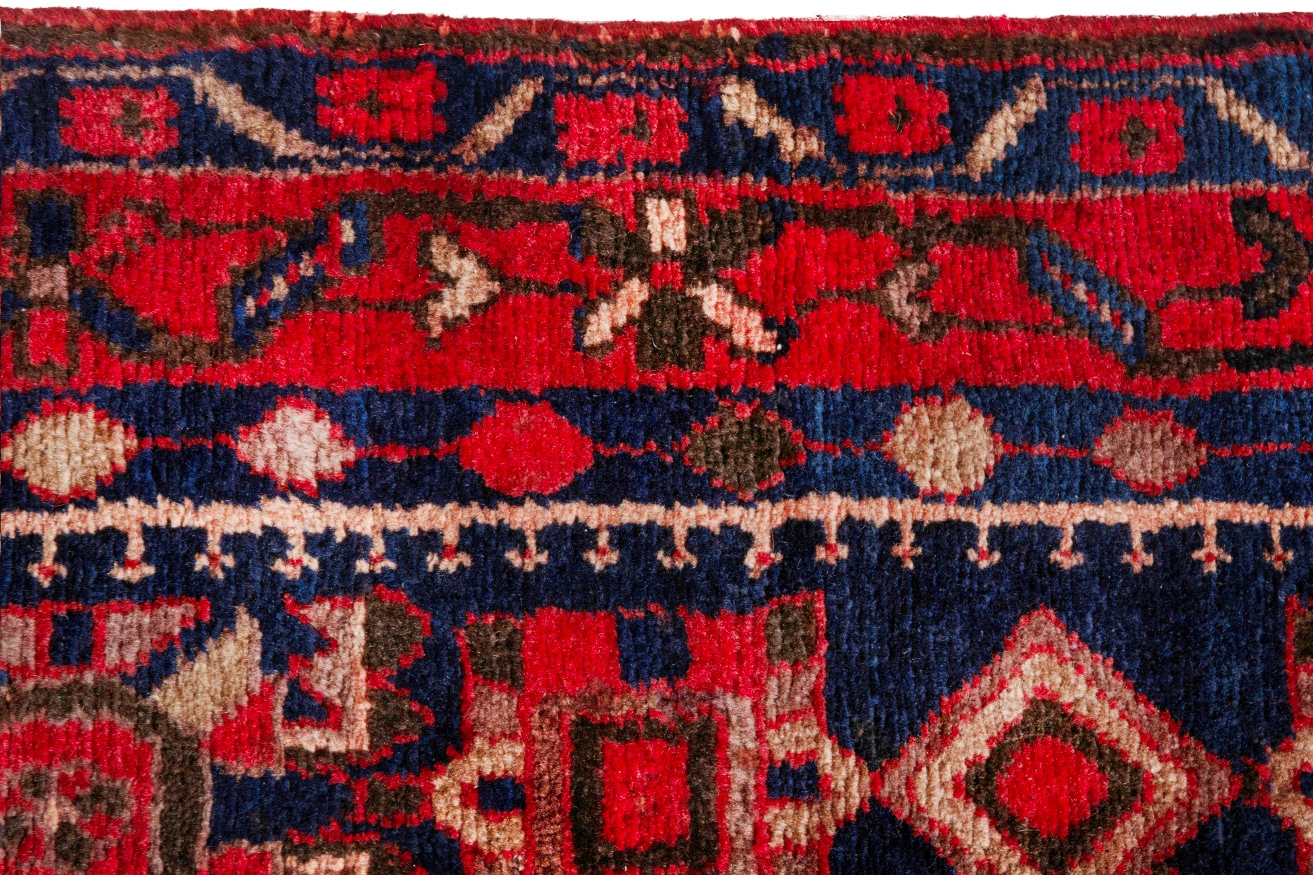Persian Borujerd runner rug in deep red and navy, view 15 of 25