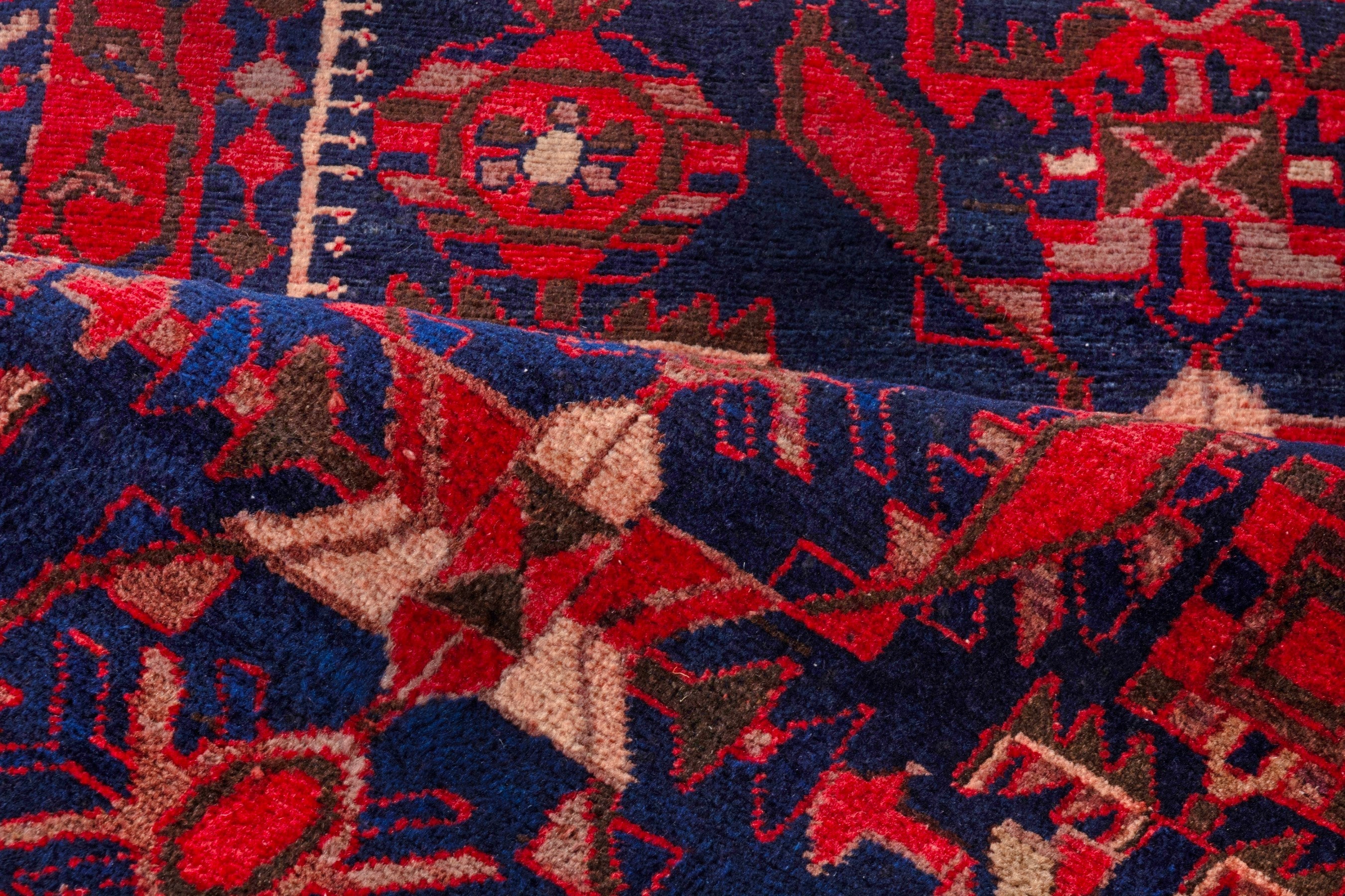 Persian Borujerd runner rug in deep red and navy, view 20 of 25