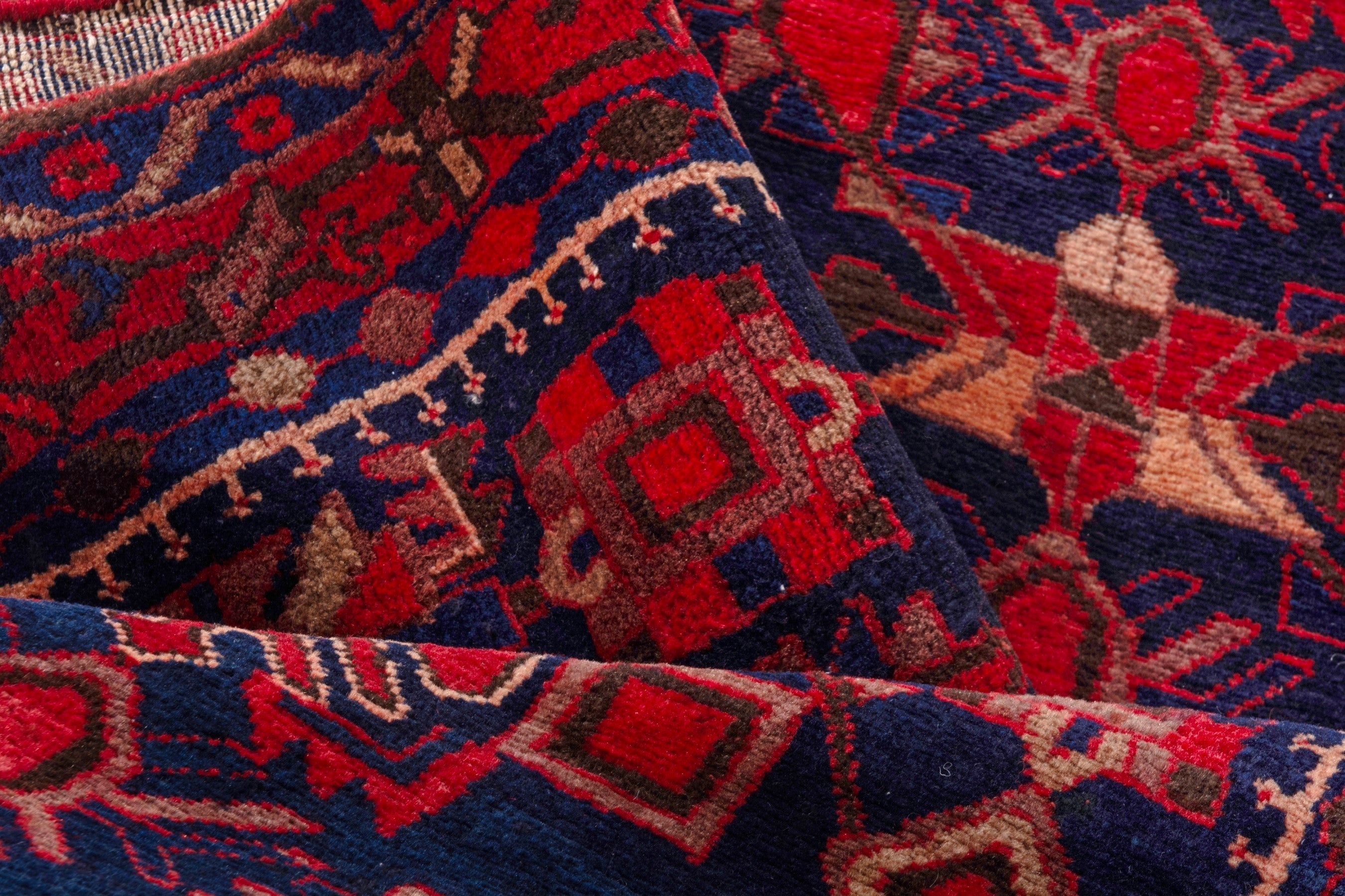 Persian Borujerd runner rug in deep red and navy, view 21 of 25