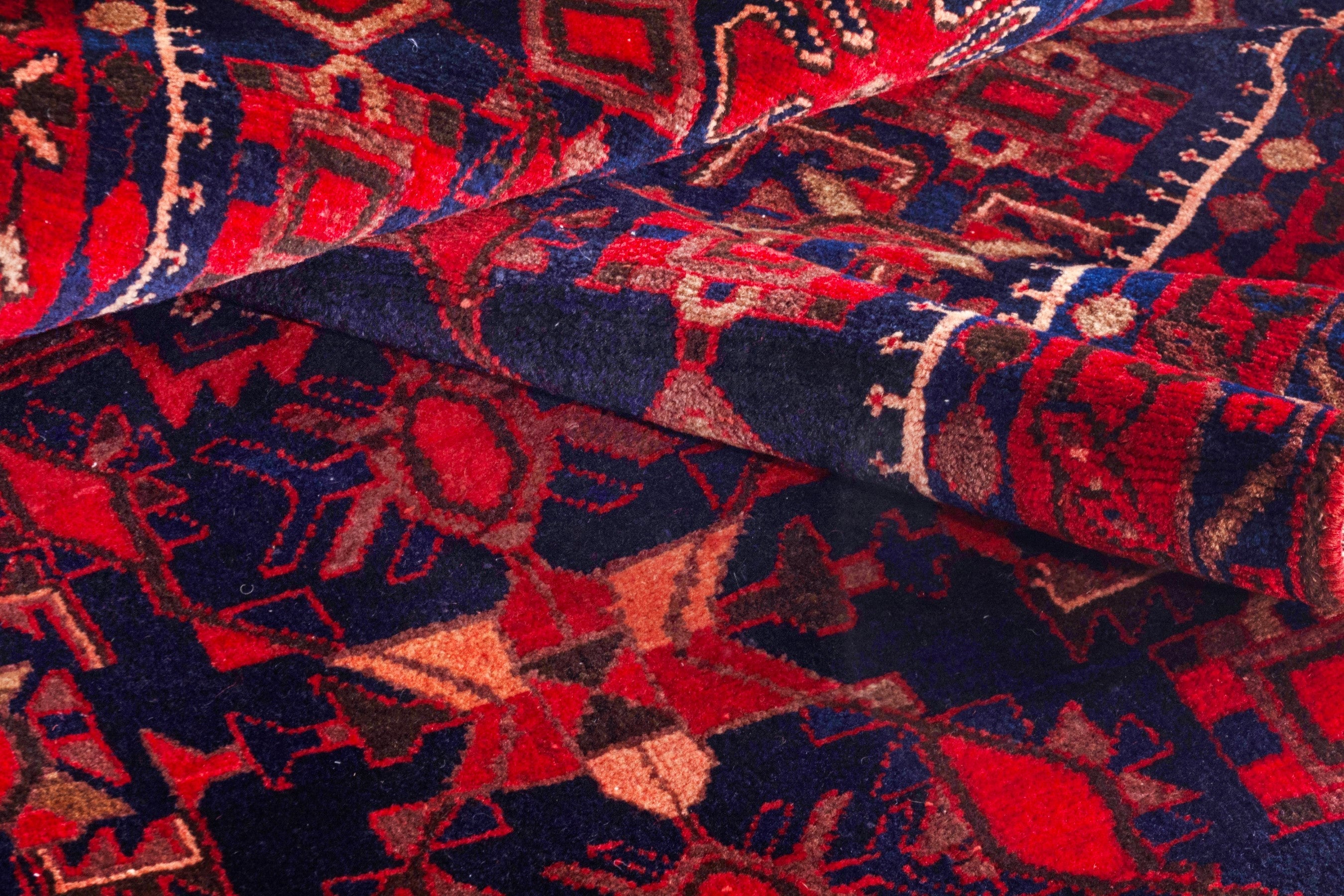 Persian Borujerd runner rug in deep red and navy, view 22 of 25