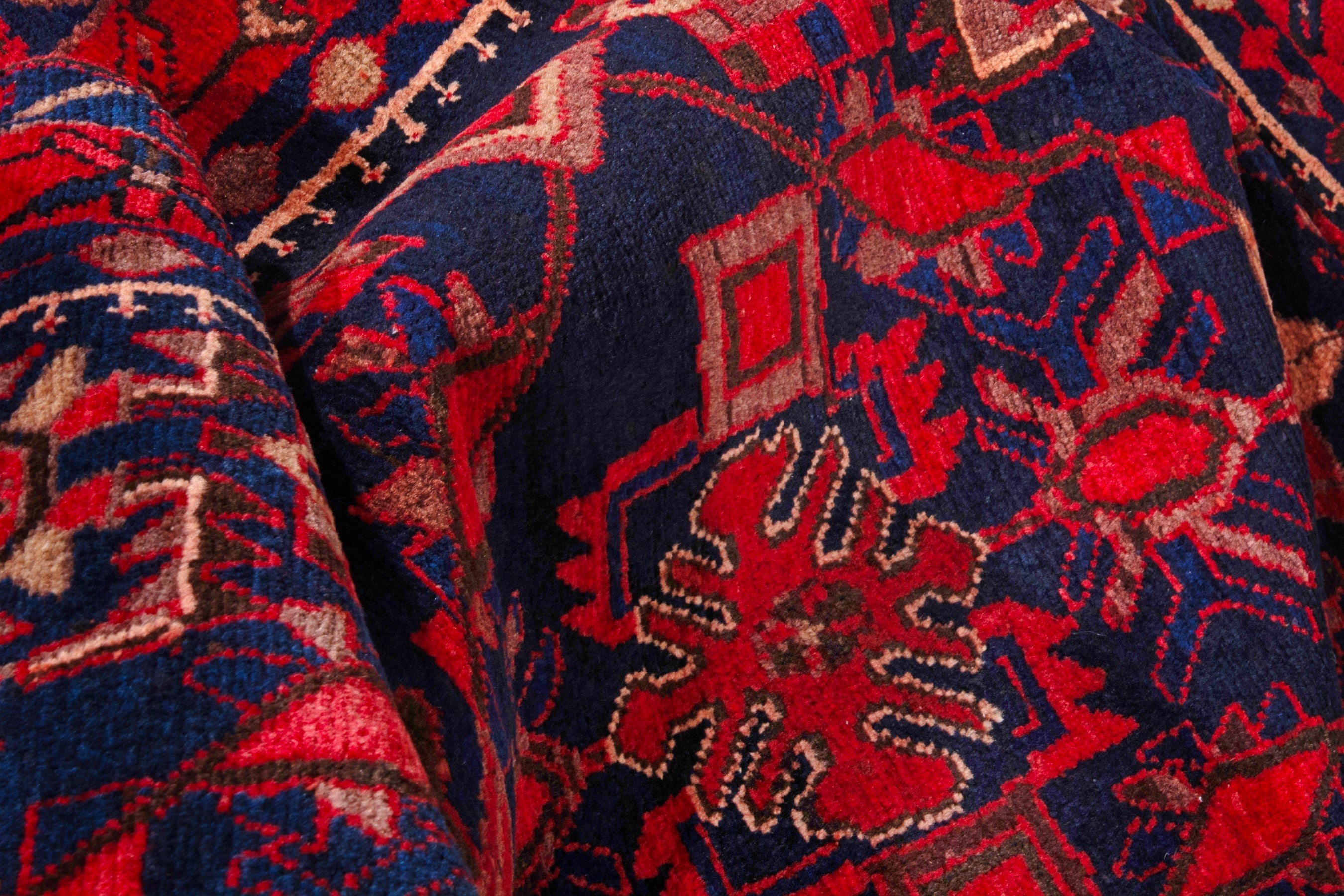 Persian Borujerd runner rug in deep red and navy, view 23 of 25