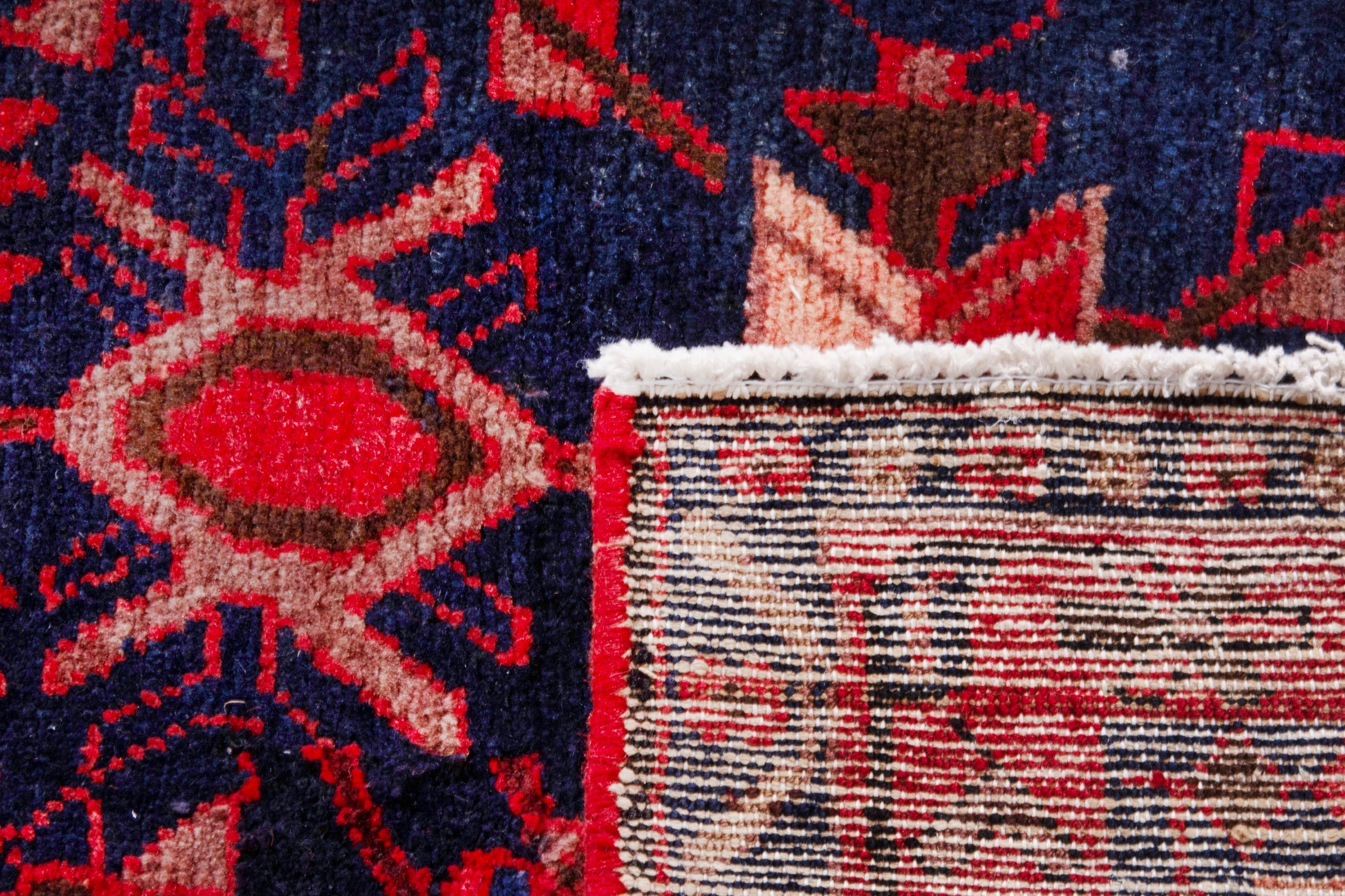 Persian Borujerd runner rug in deep red and navy, view 25 of 25