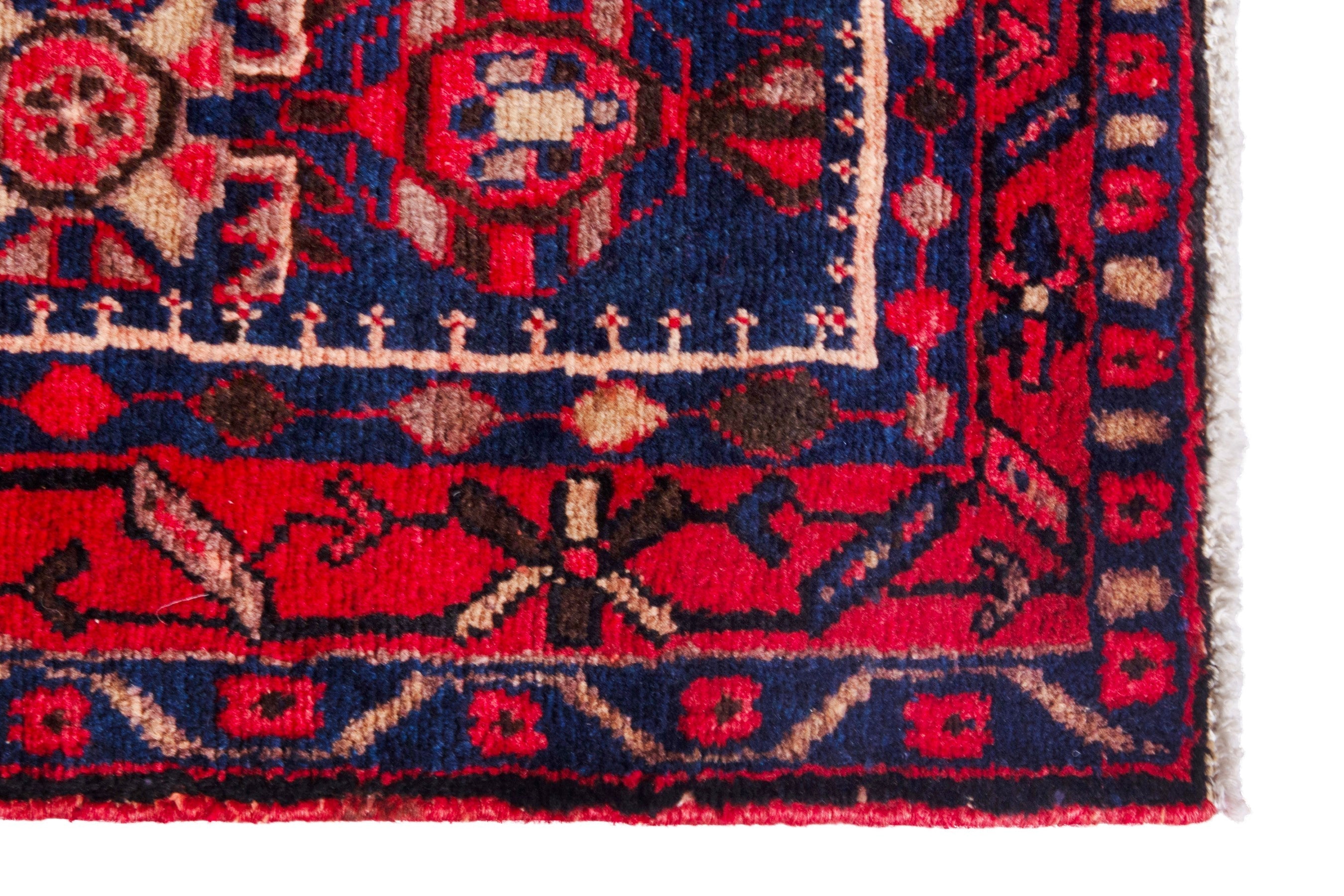 Persian Borujerd runner rug in deep red and navy, view 11 of 25
