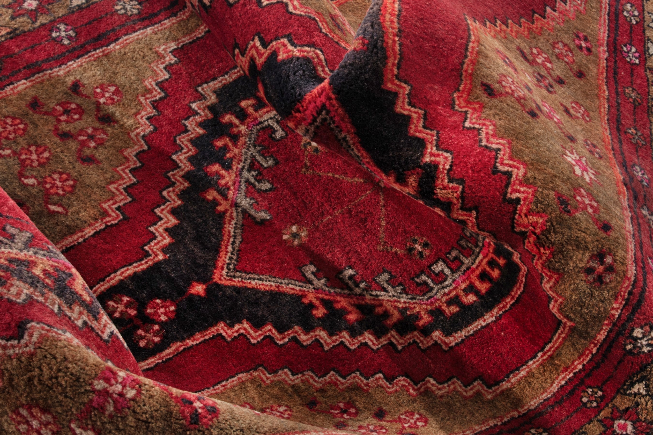 Persian Azerbaijan runner rug in deep red and ochre, view 16 of 17