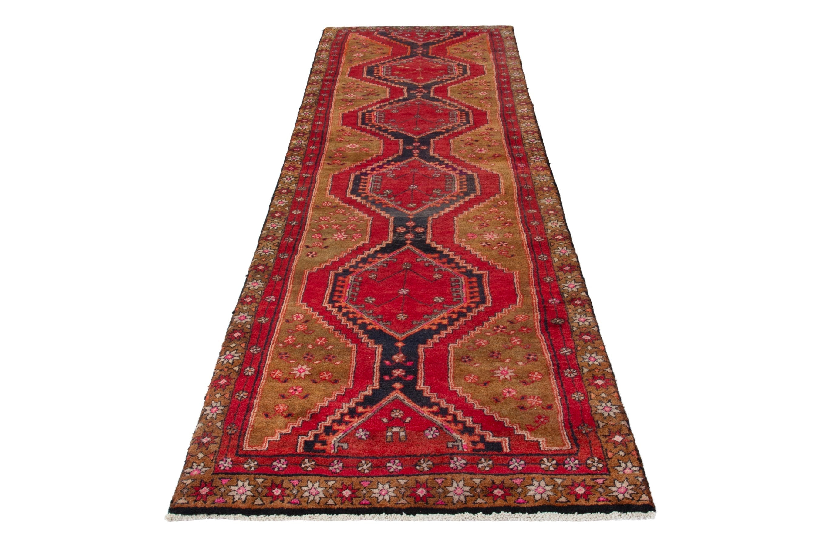 Persian Azerbaijan runner rug in deep red and ochre, view 3 of 17