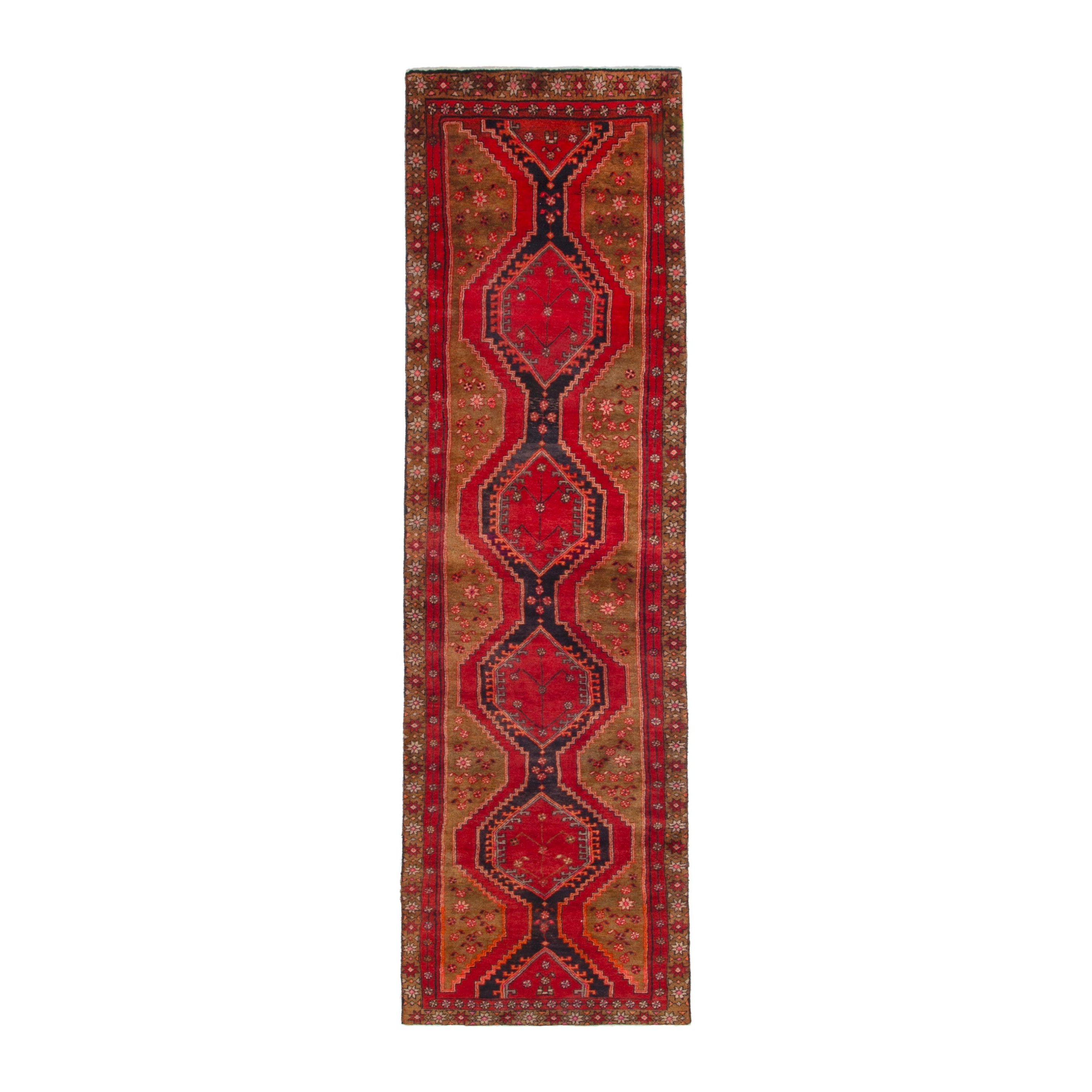 Persian Azerbaijan runner rug in deep red and ochre, 2'9" x 12'3"