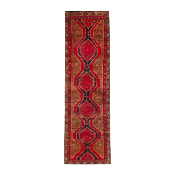 Persian Azerbaijan runner rug in deep red and ochre, 2'9" x 12'3"