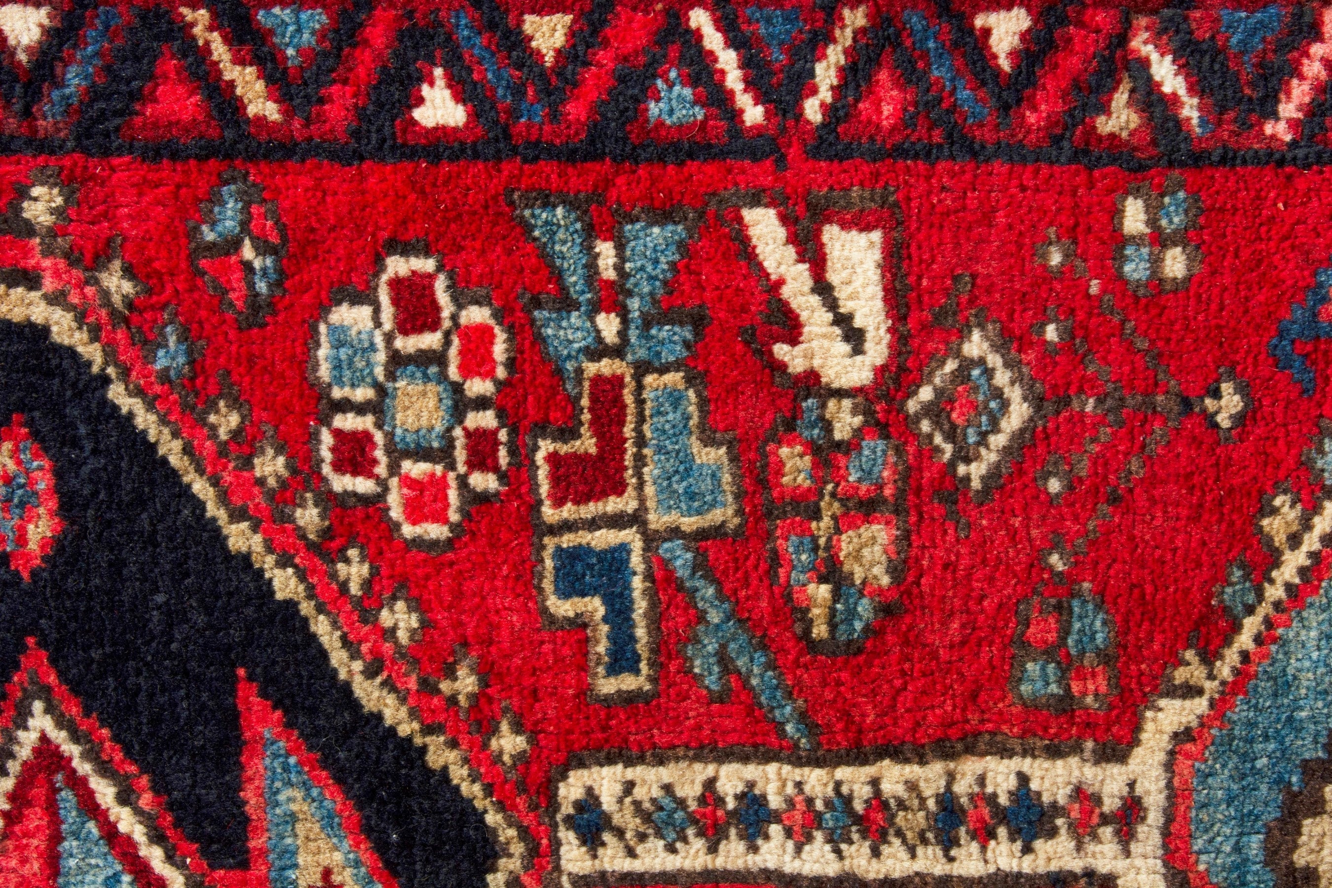 Persian Azerbaijan runner rug in deep red and ivory, view 12 of 18