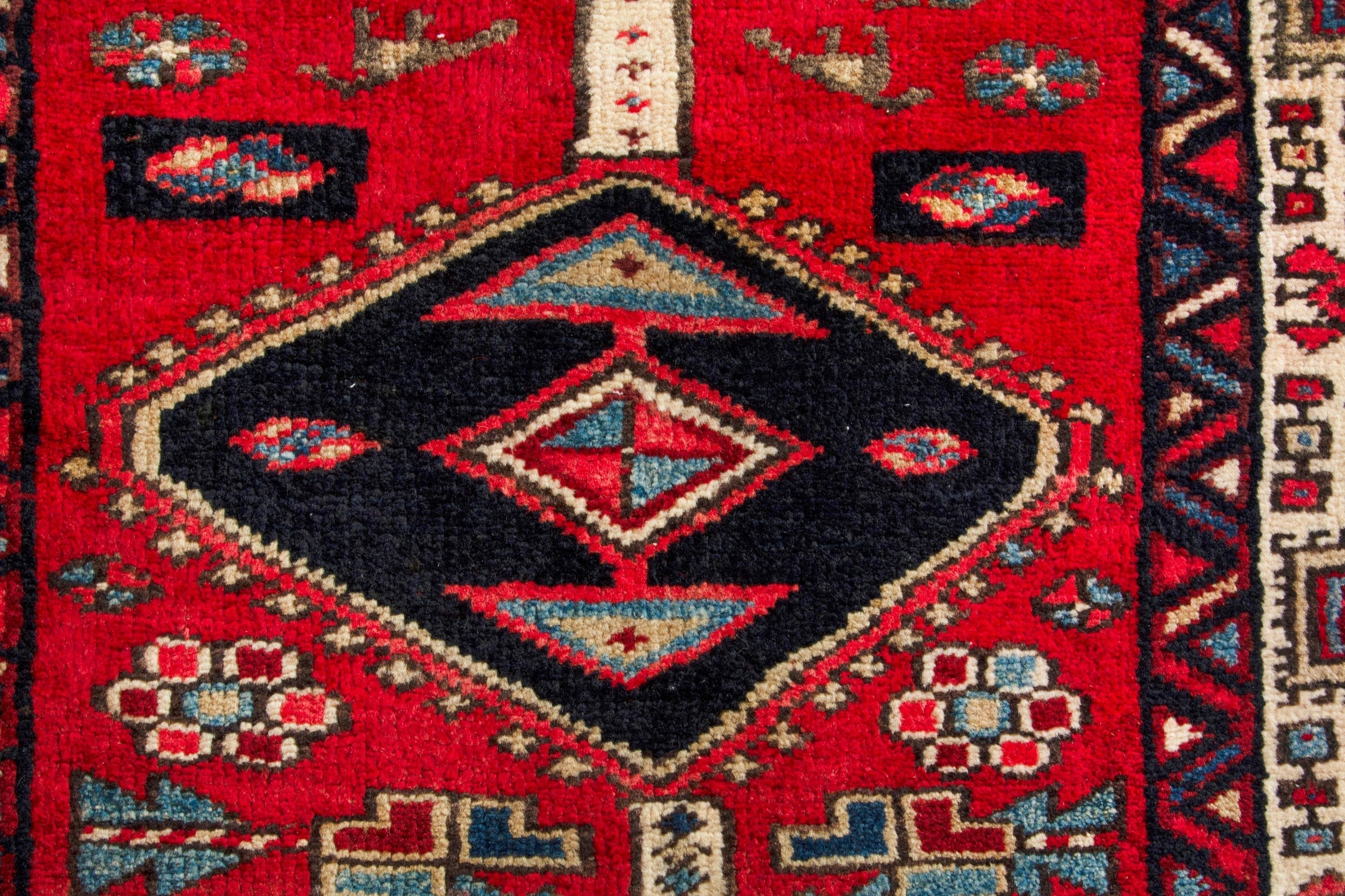 Persian Azerbaijan runner rug in deep red and ivory, view 13 of 18