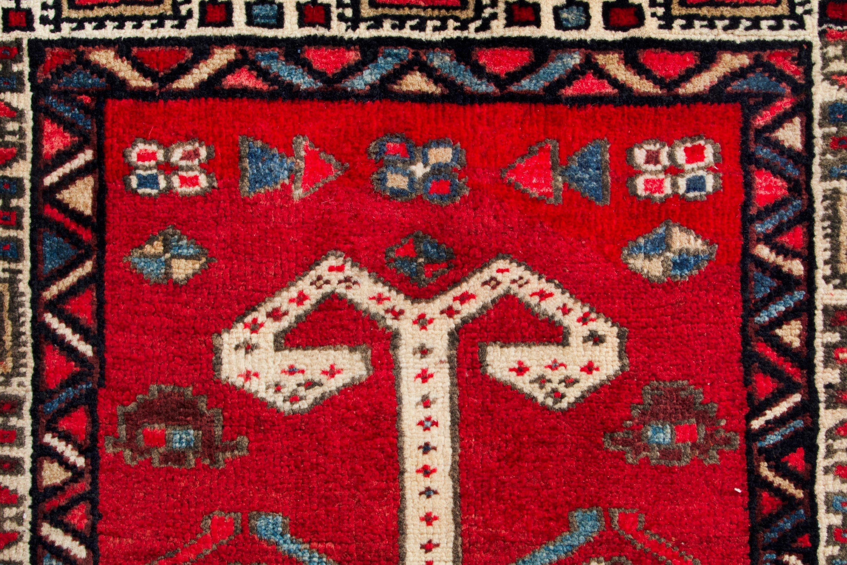 Persian Azerbaijan runner rug in deep red and ivory, view 14 of 18