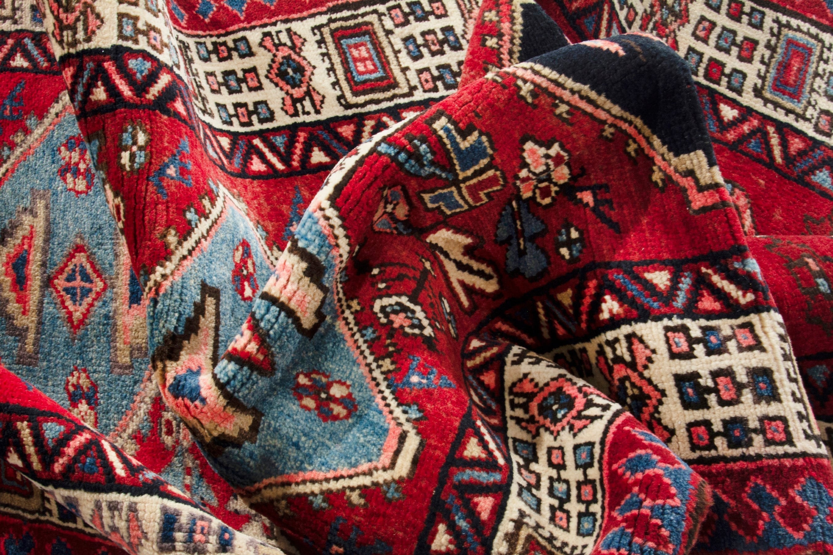 Persian Azerbaijan runner rug in deep red and ivory, view 15 of 18