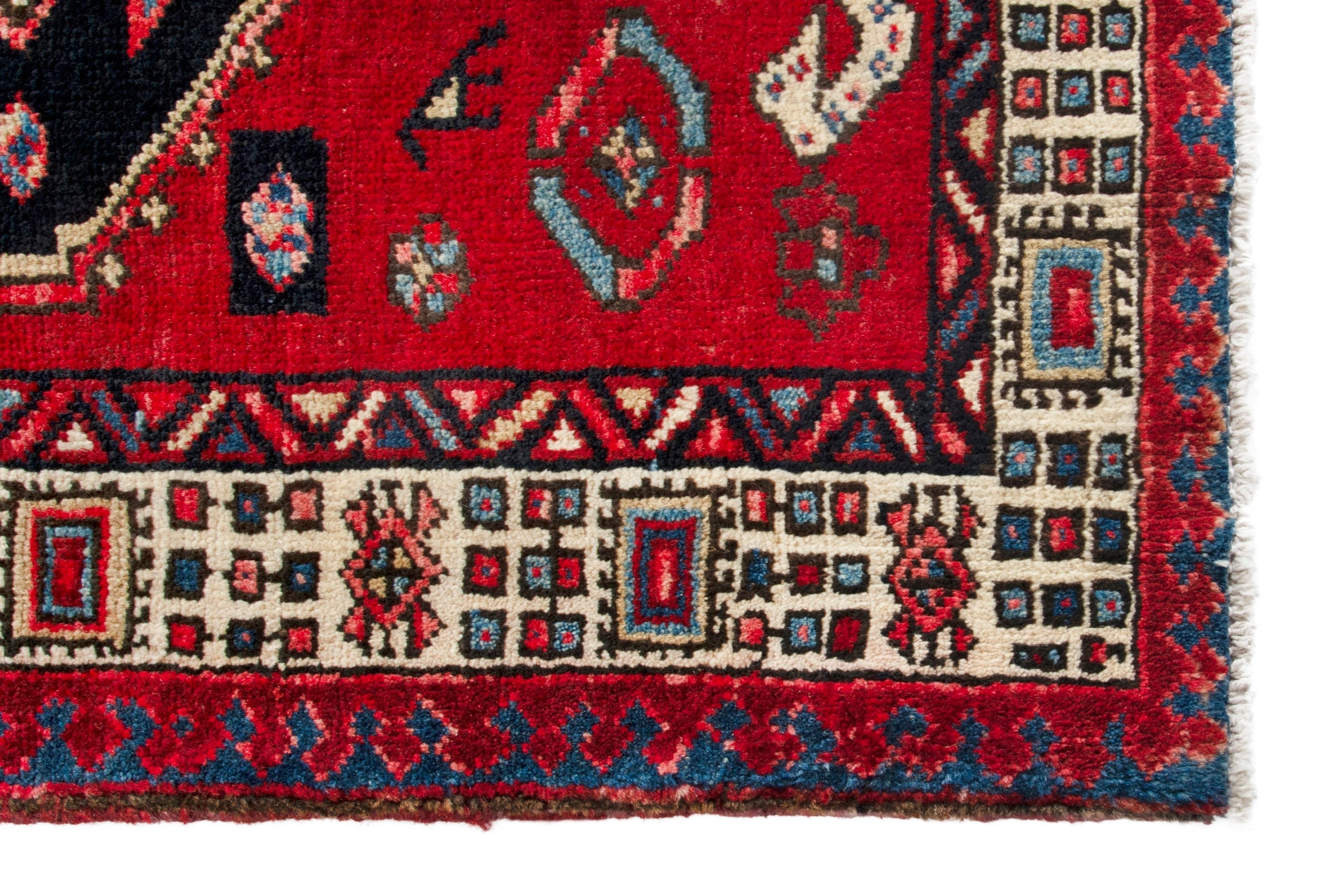 Persian Azerbaijan runner rug in deep red and ivory, view 10 of 18