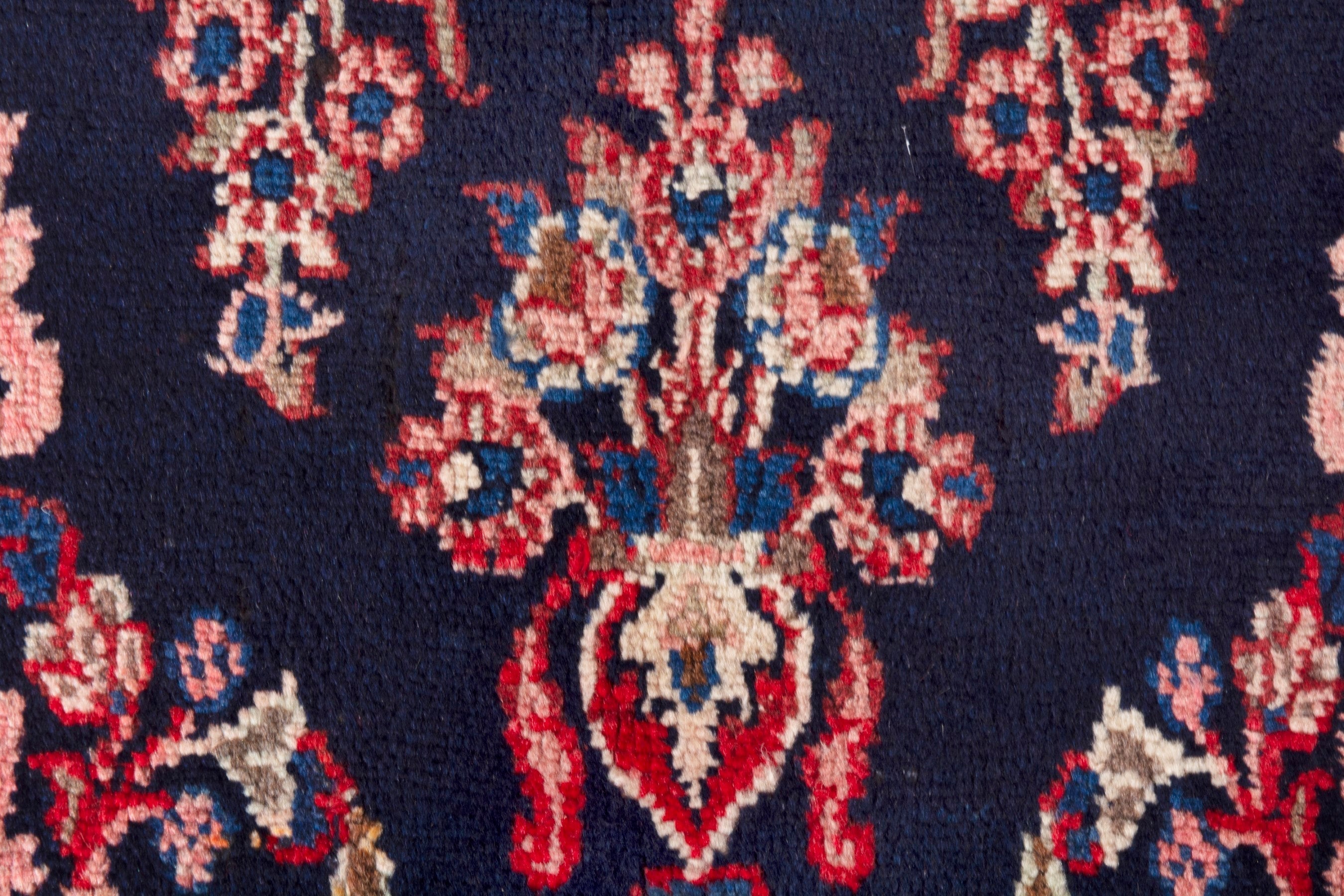 Persian Hamedan runner rug in navy and deep red, view 12 of 18