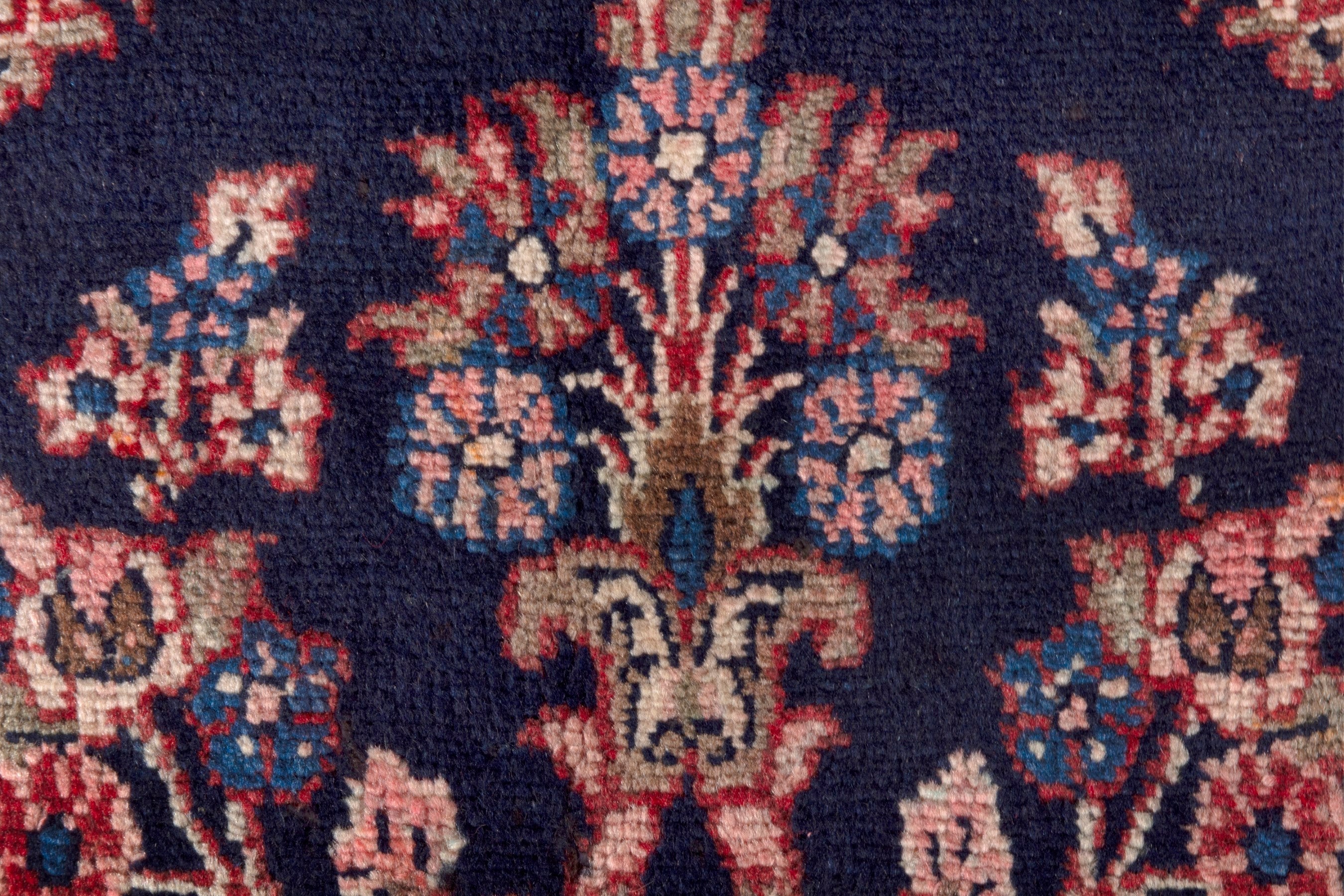 Persian Hamedan runner rug in navy and deep red, view 13 of 18
