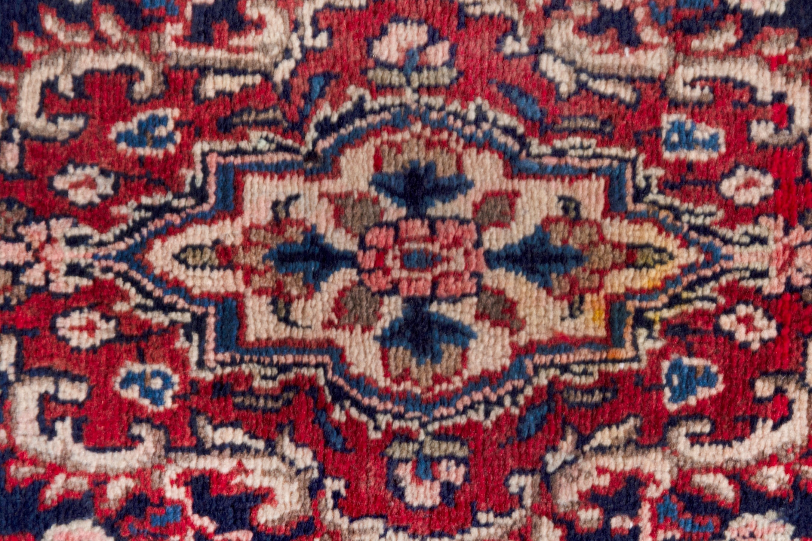 Persian Hamedan runner rug in navy and deep red, view 11 of 18